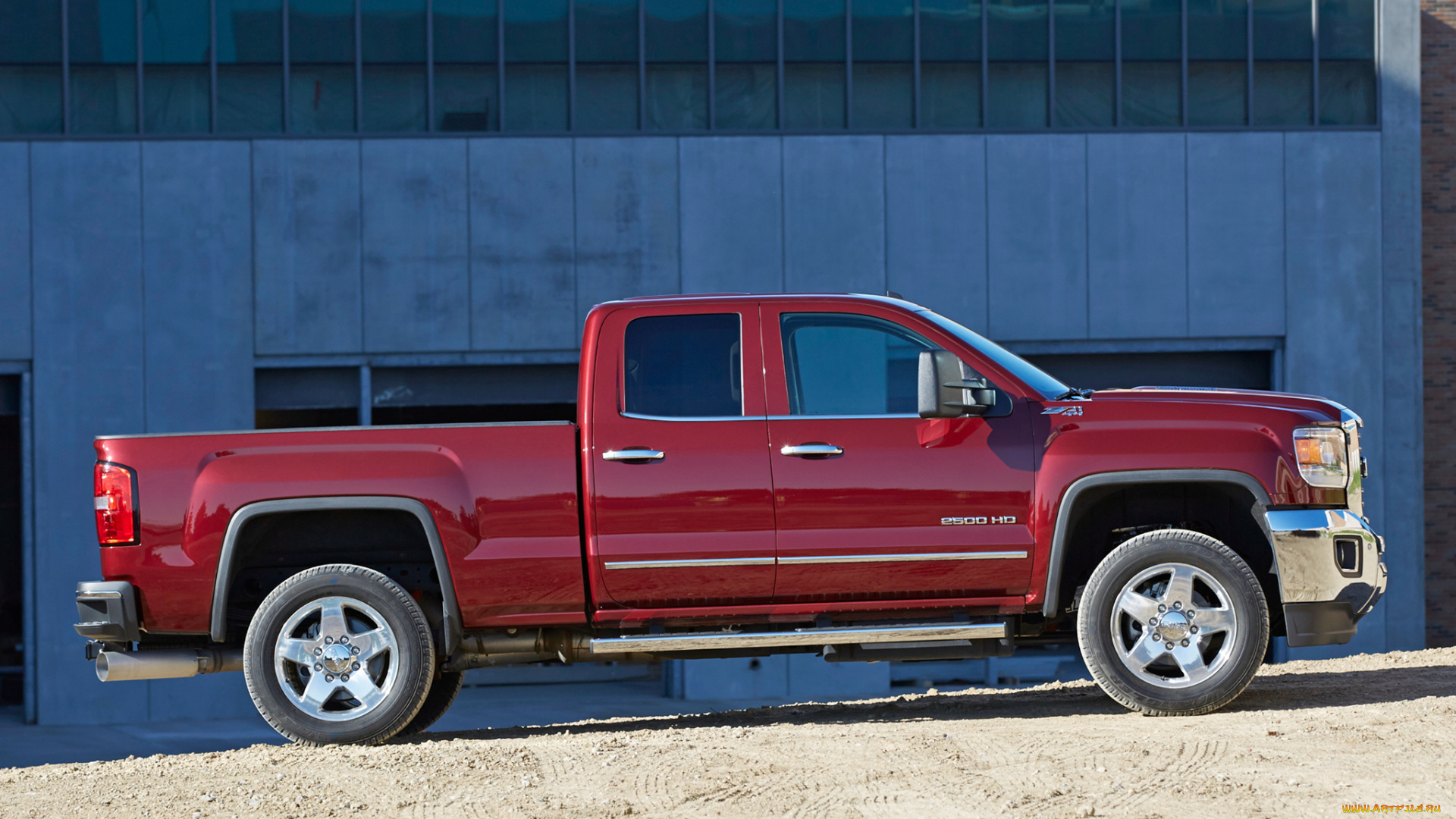 автомобили, gm-gmc, красный, cab, double, slt, 2500, hd, gmc, sierra, 2015г