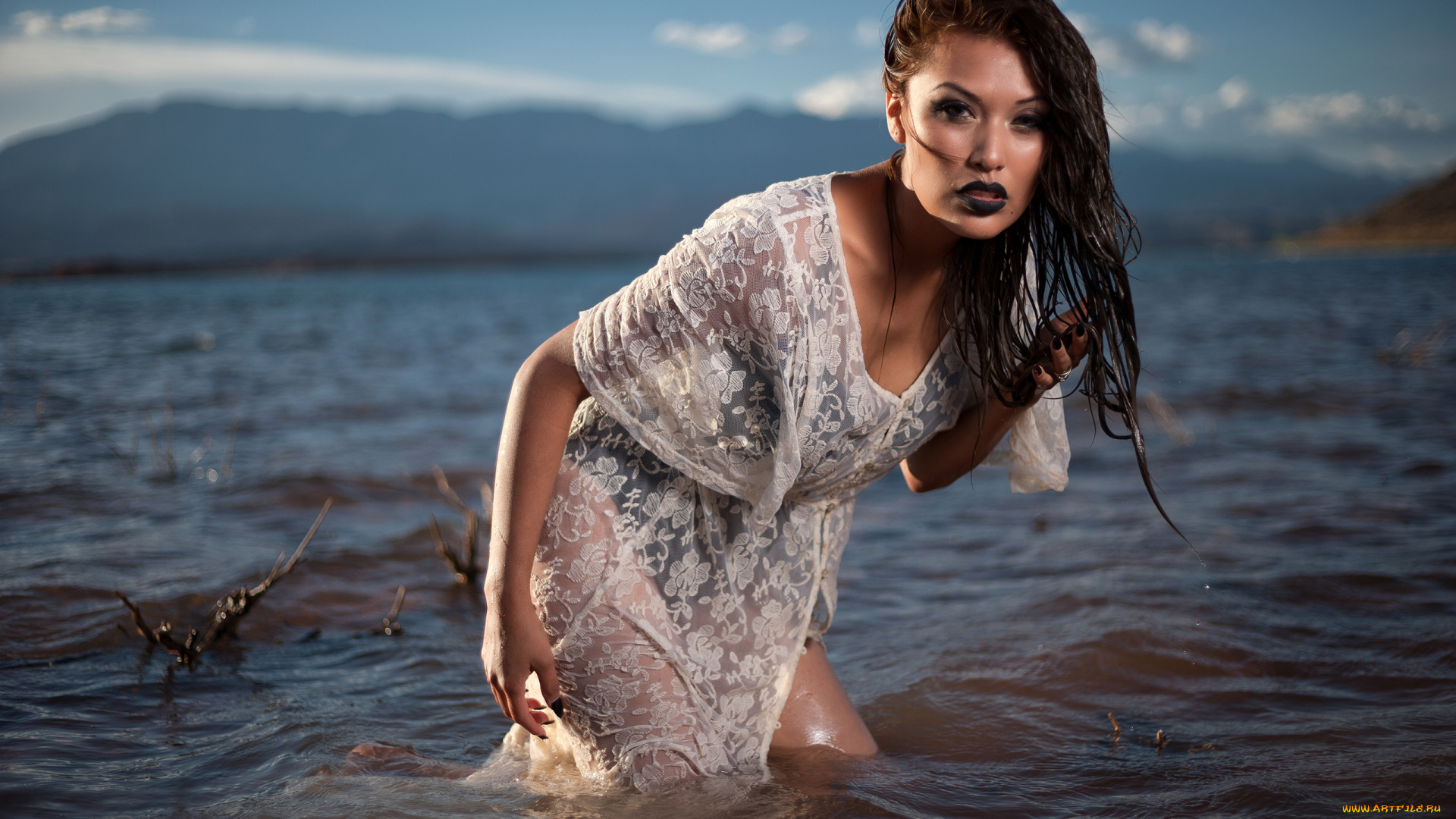 девушки, -unsort, , брюнетки, , шатенки, волны, макияж