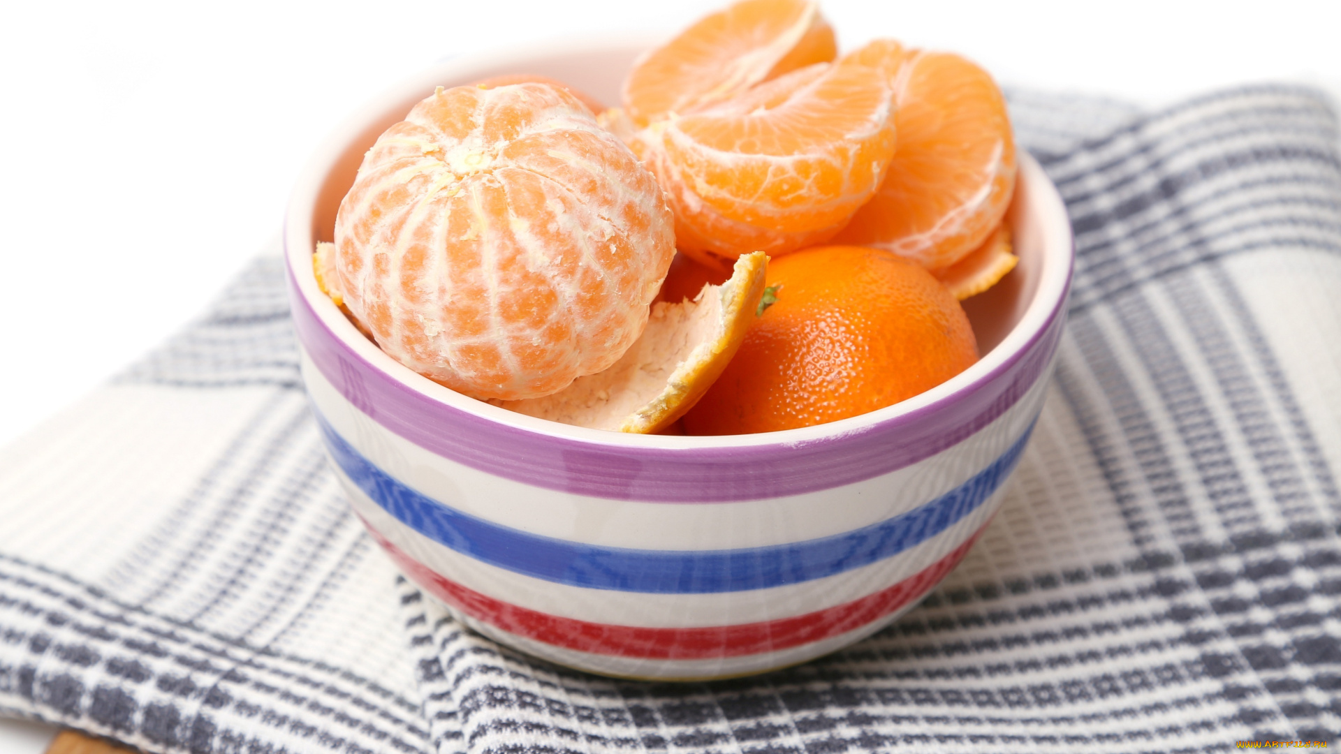 еда, цитрусы, салфетка, чашка, дольки, мандарины