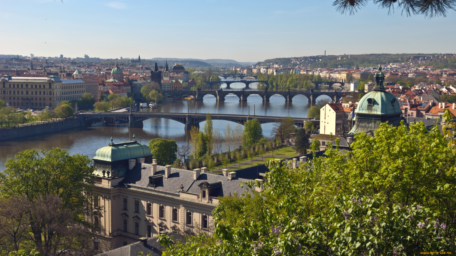 города, прага, , Чехия, река, мосты