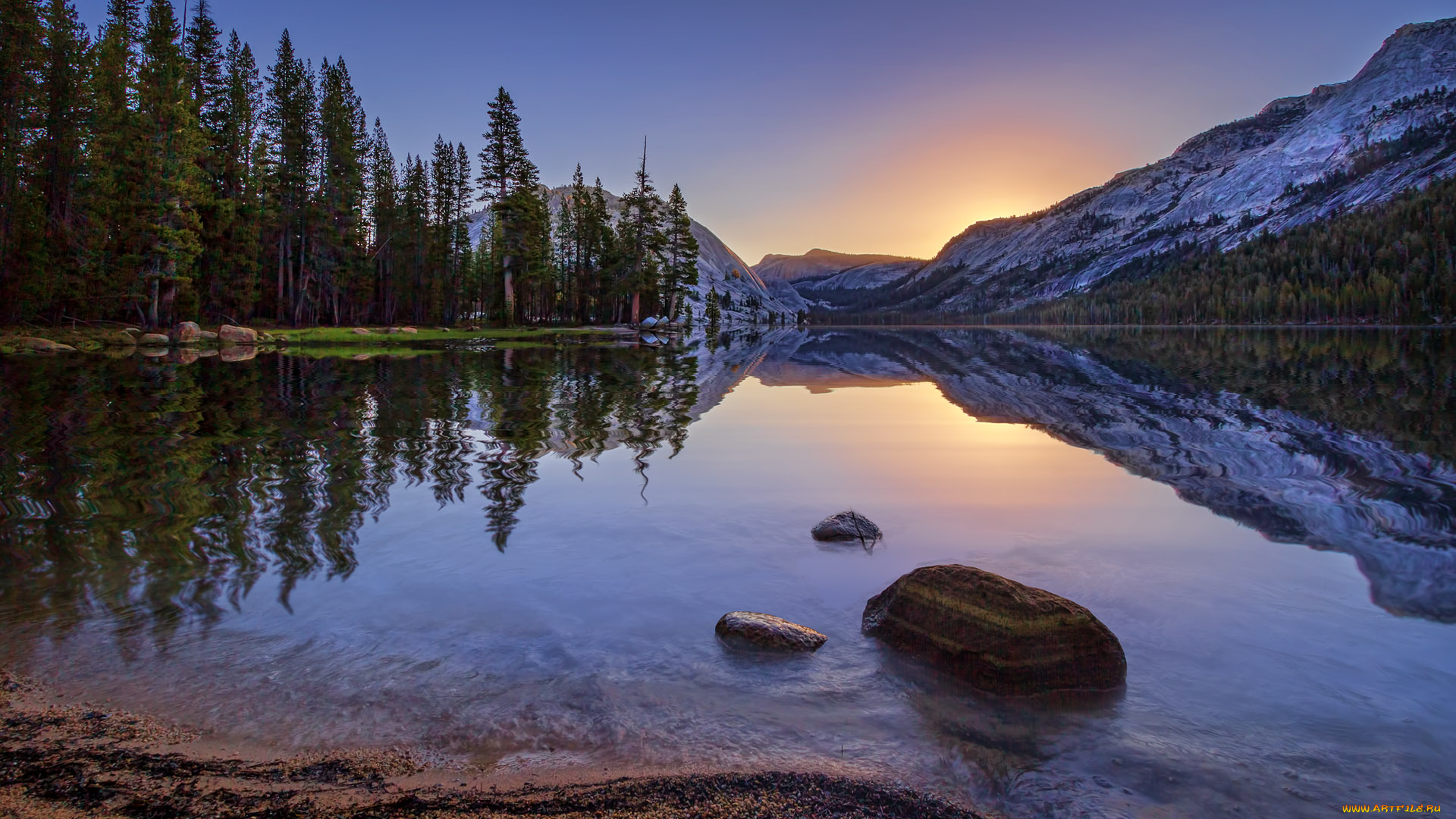 природа, реки, озера, заря, река, лес, горы