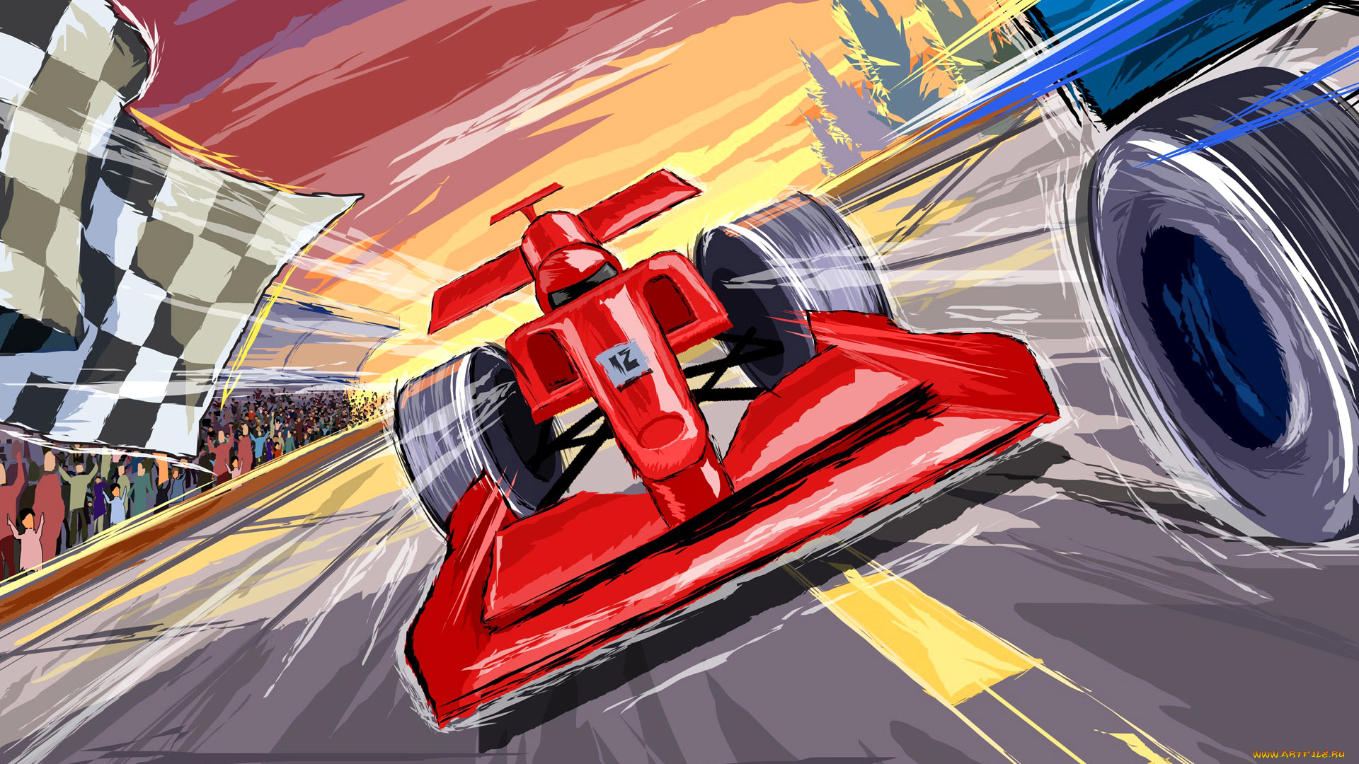 спорт, 3d, рисованные, f1, трибуны, финиш, формула, 1, гонки, автоспорт, ferrari