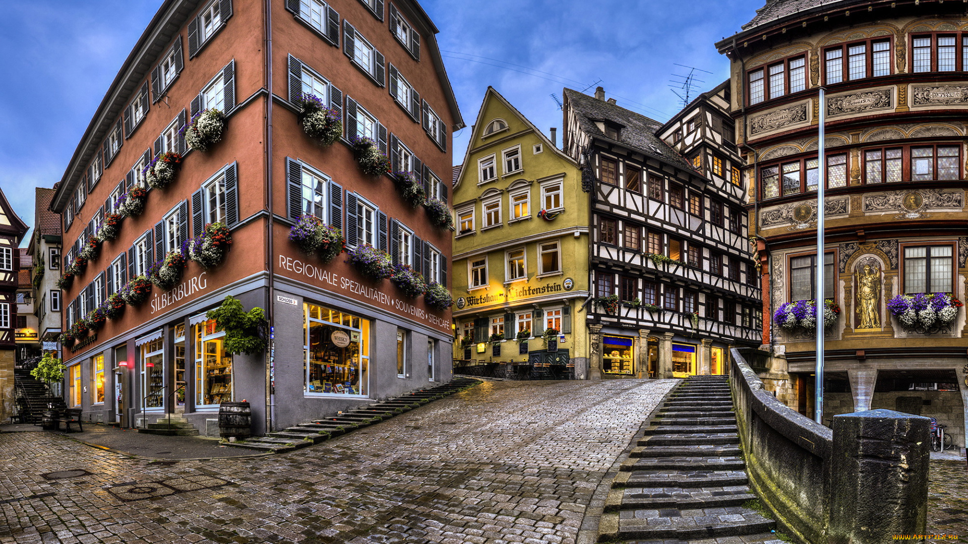 тюбинген, германия, города, -, улицы, , площади, , набережные, площадь, дома, германия, тюбинген, улица