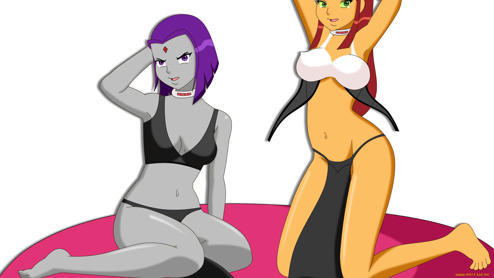 векторная, графика, девушки, взгляд