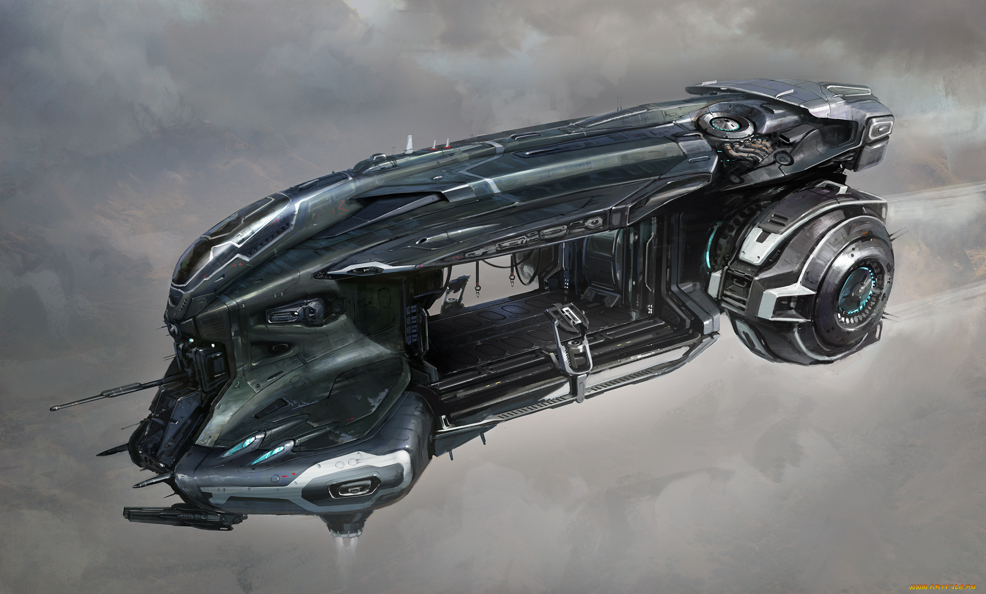 фэнтези, транспортные, средства, будущее, летательный, аппарат, вооружение