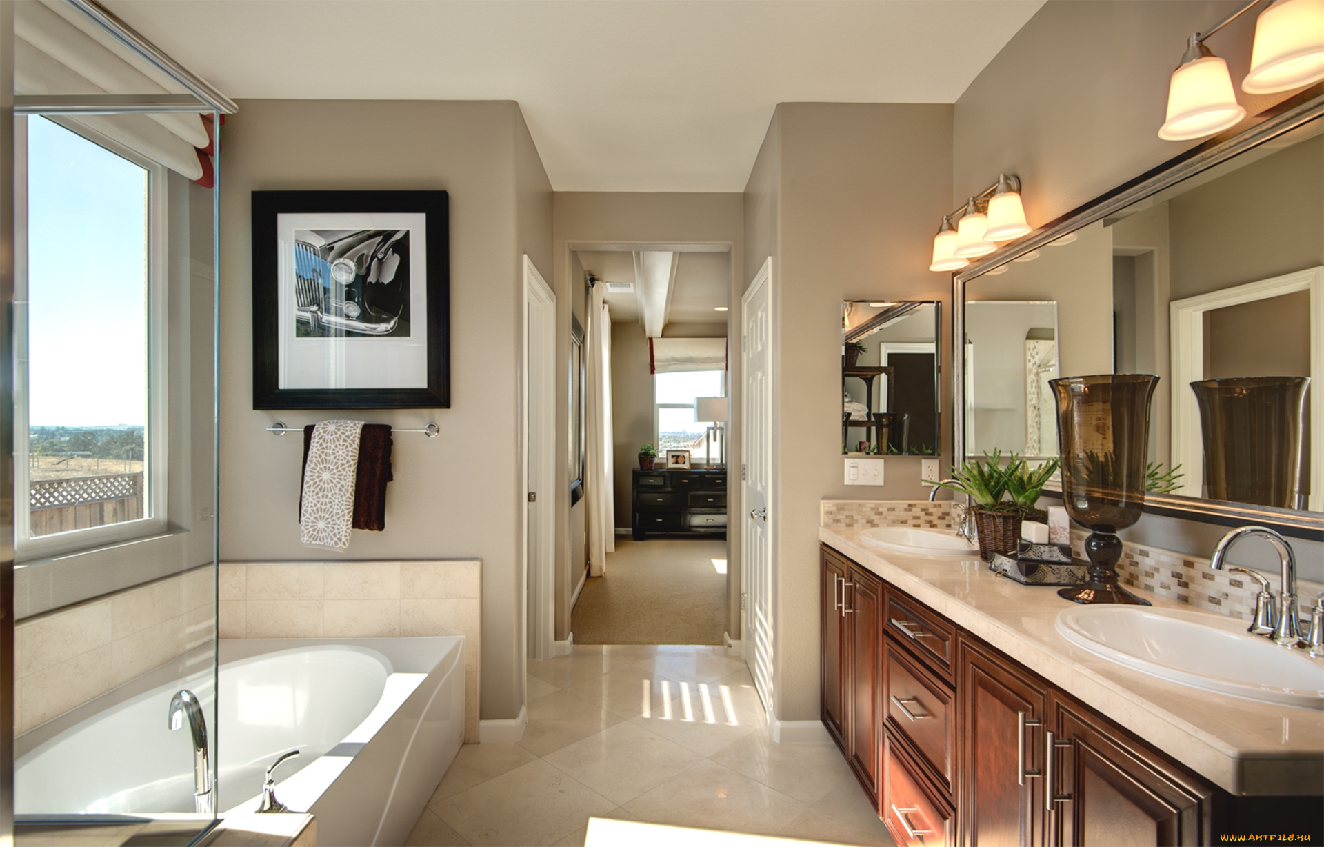 интерьер, ванная, и, туалетная, комнаты, ванна