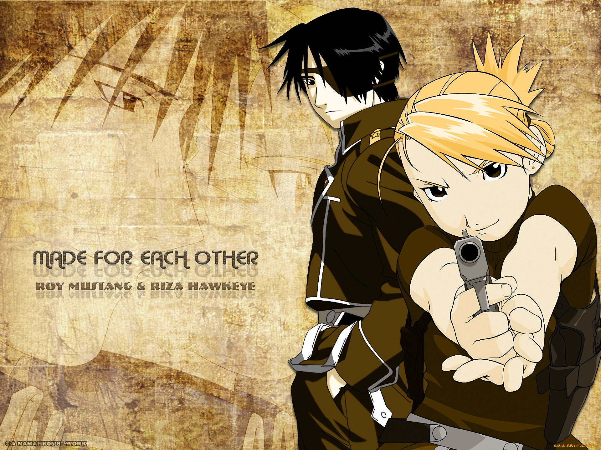 аниме, fullmetal, alchemist, roy, mustang, riza, hawkeye, военные, оружие, алхимик