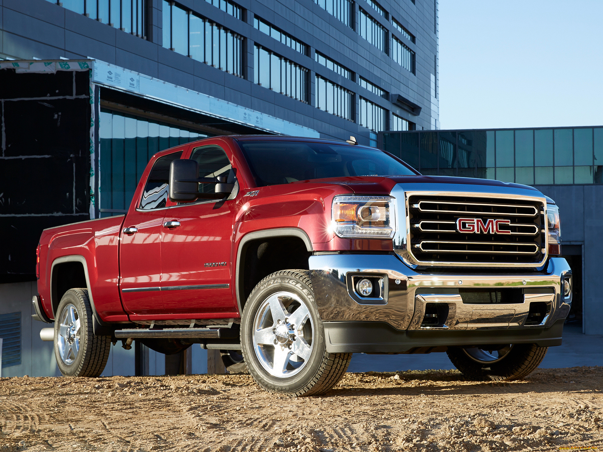 автомобили, gm-gmc, 2500, hd, gmc, sierra, 2015г, красный, cab, double, slt