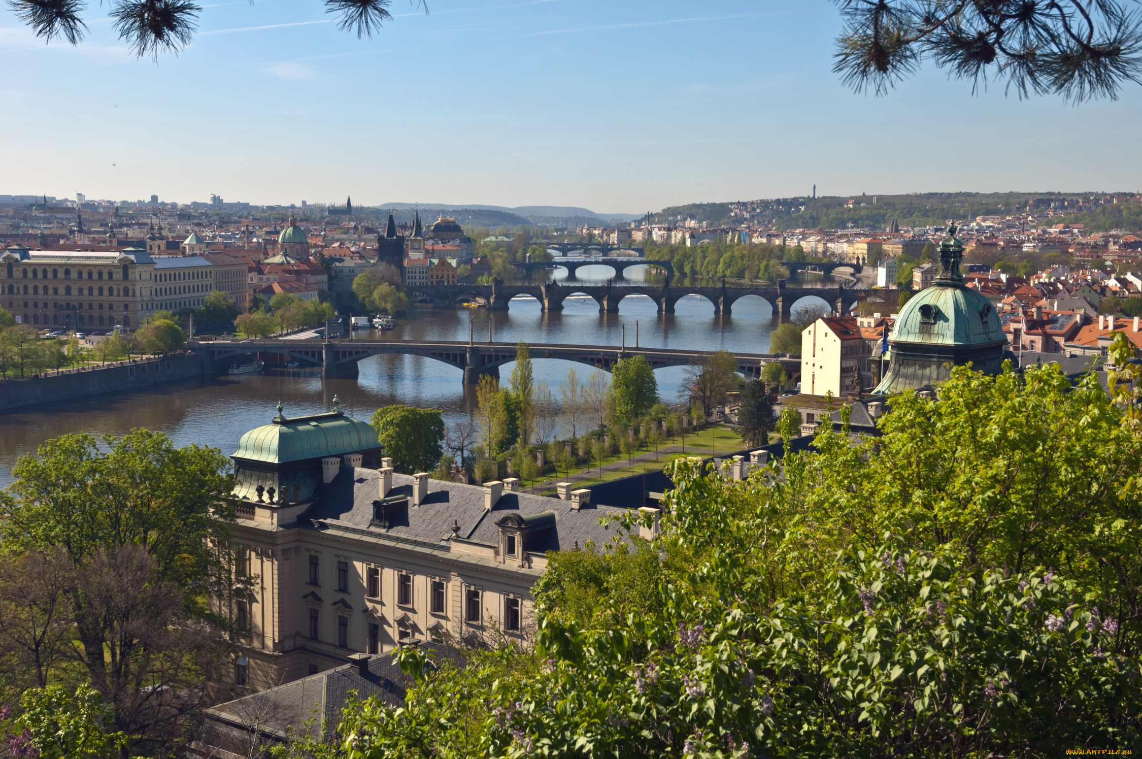 города, прага, , Чехия, река, мосты