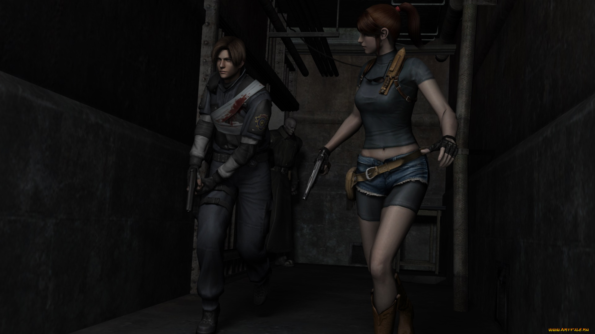 3д, графика, фантазия, , fantasy, девушки, взгляд, фон, оружие