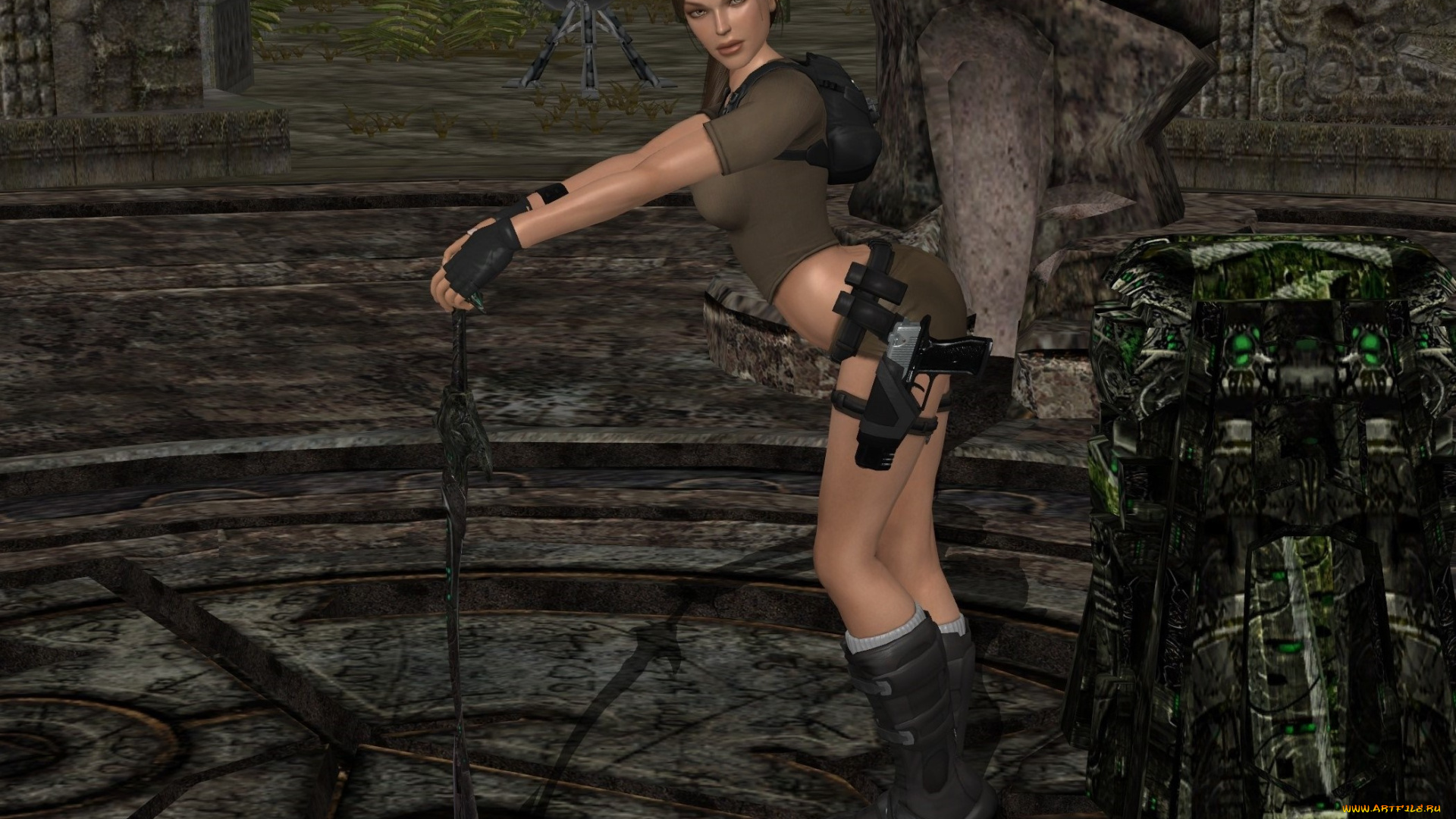 3д, графика, фантазия, , fantasy, взгляд, фон, оружие, девушка