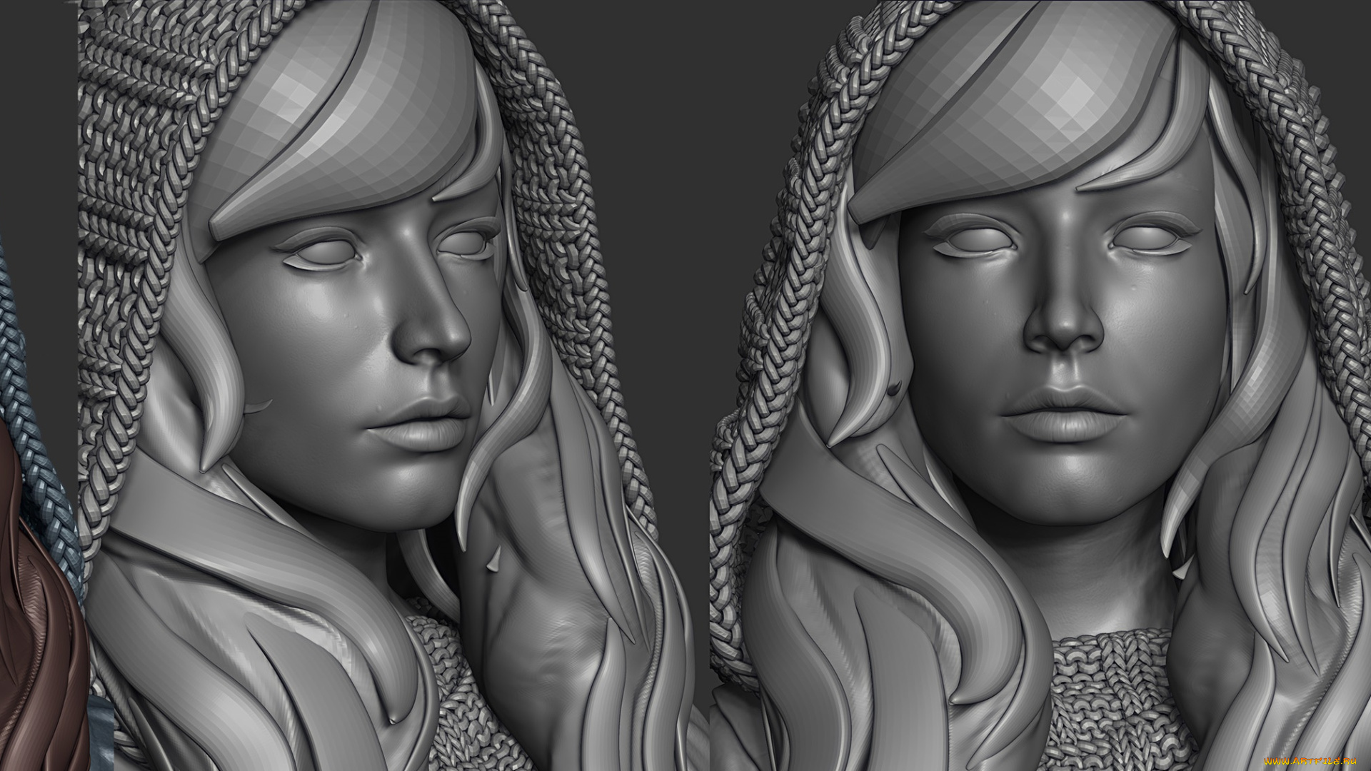 3д, графика, _science, fiction, фон, взгляд, девушка