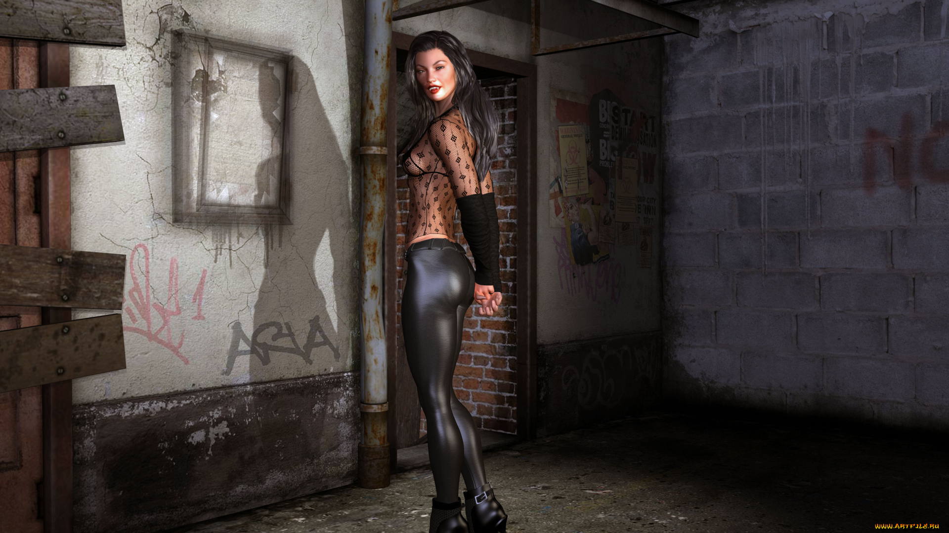 3д, графика, существа, , creatures, вампир, девушка, взгляд, фон