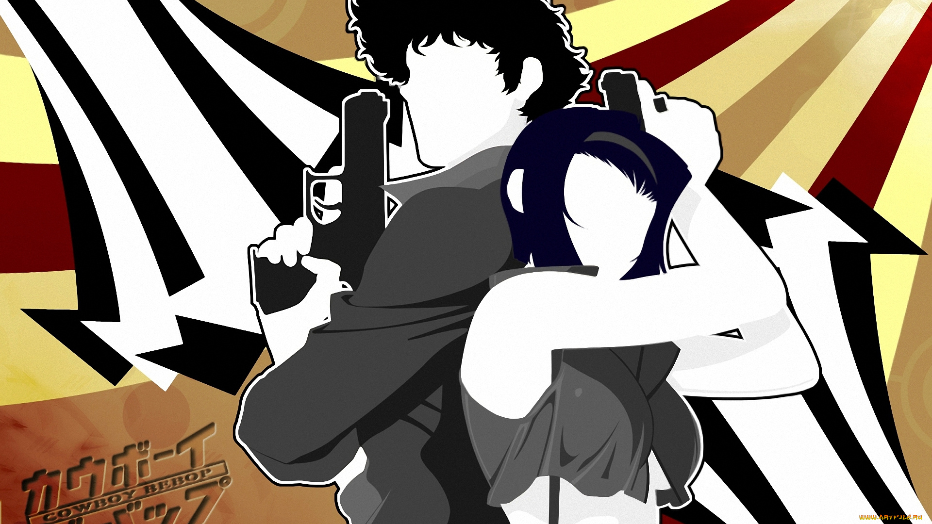 аниме, cowboy, bebop, пистолет, оружие, valentine, faye, spiegel, spike
