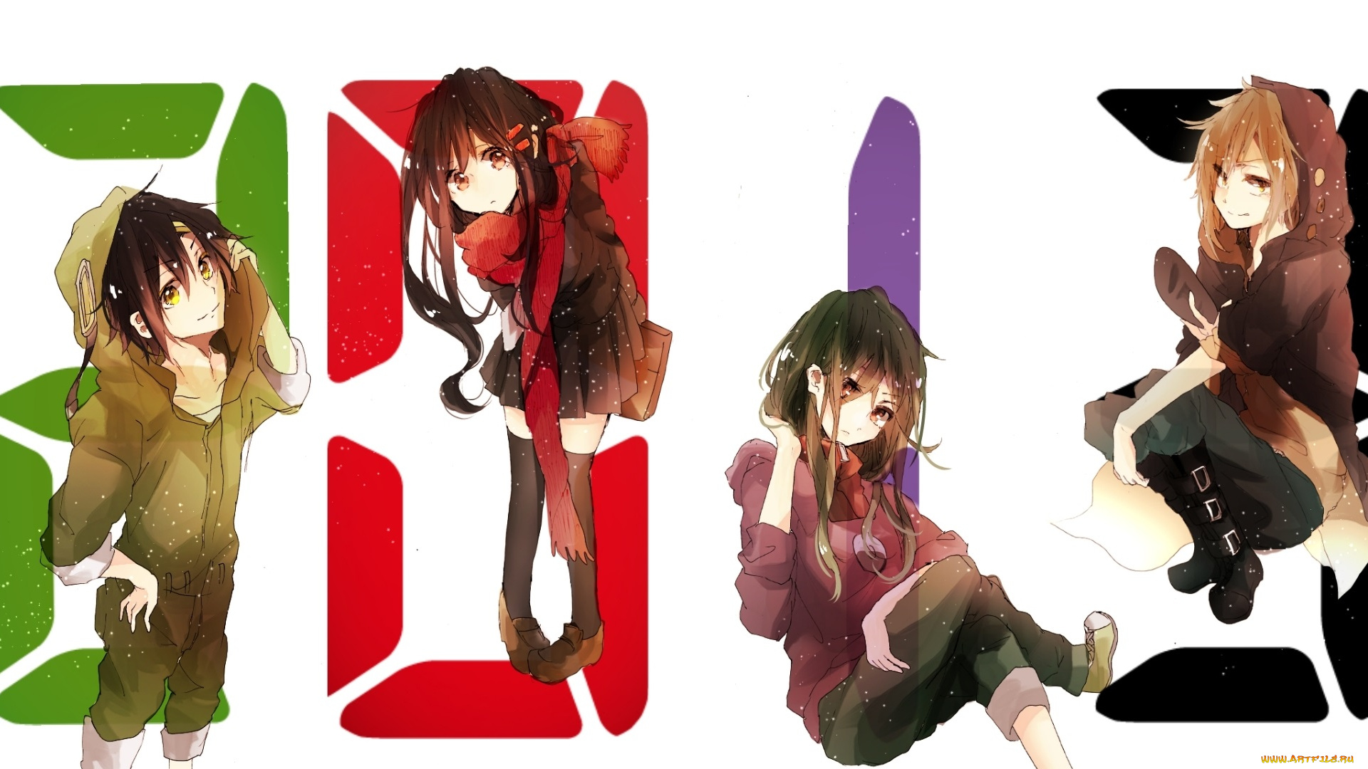 аниме, kagerou, project, арт, felt, brave, tateyama, ayano, kano, shuuya, kagerou, project, seto, kousuke, kido, tsubomi, девушки, парень, цифры
