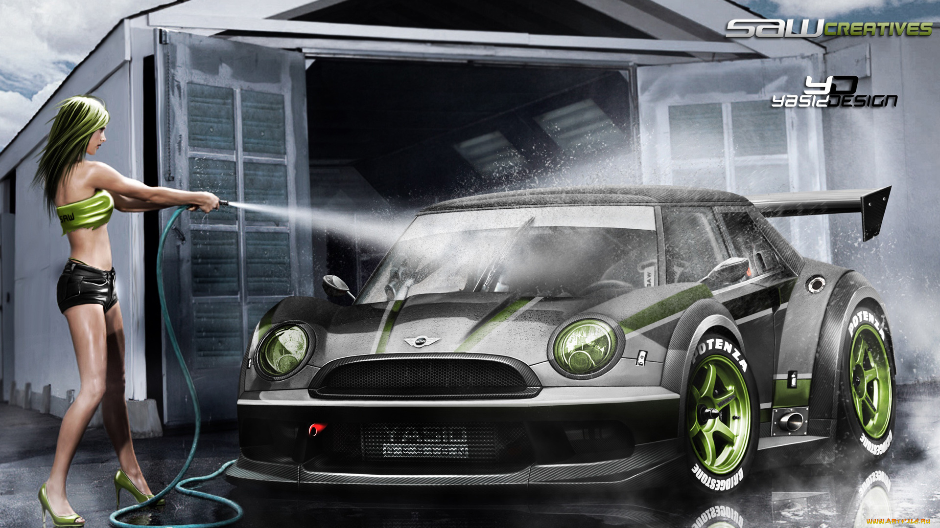 автомобили, -авто, с, девушками, mini