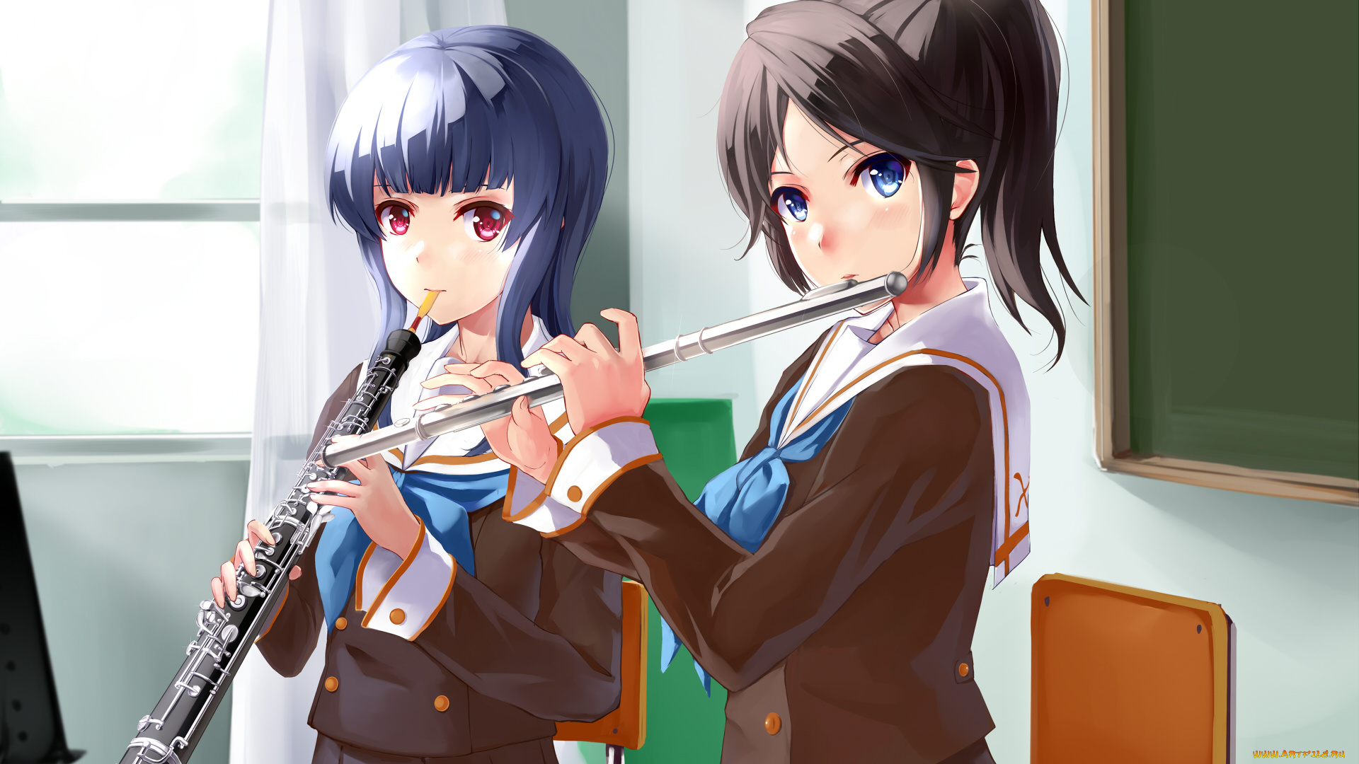 hibike, euphonium, аниме, музыка, девушки, арт, mizuki, ame, character, tagme, hibike, euphonium, музыкальные, инструменты, взгляд