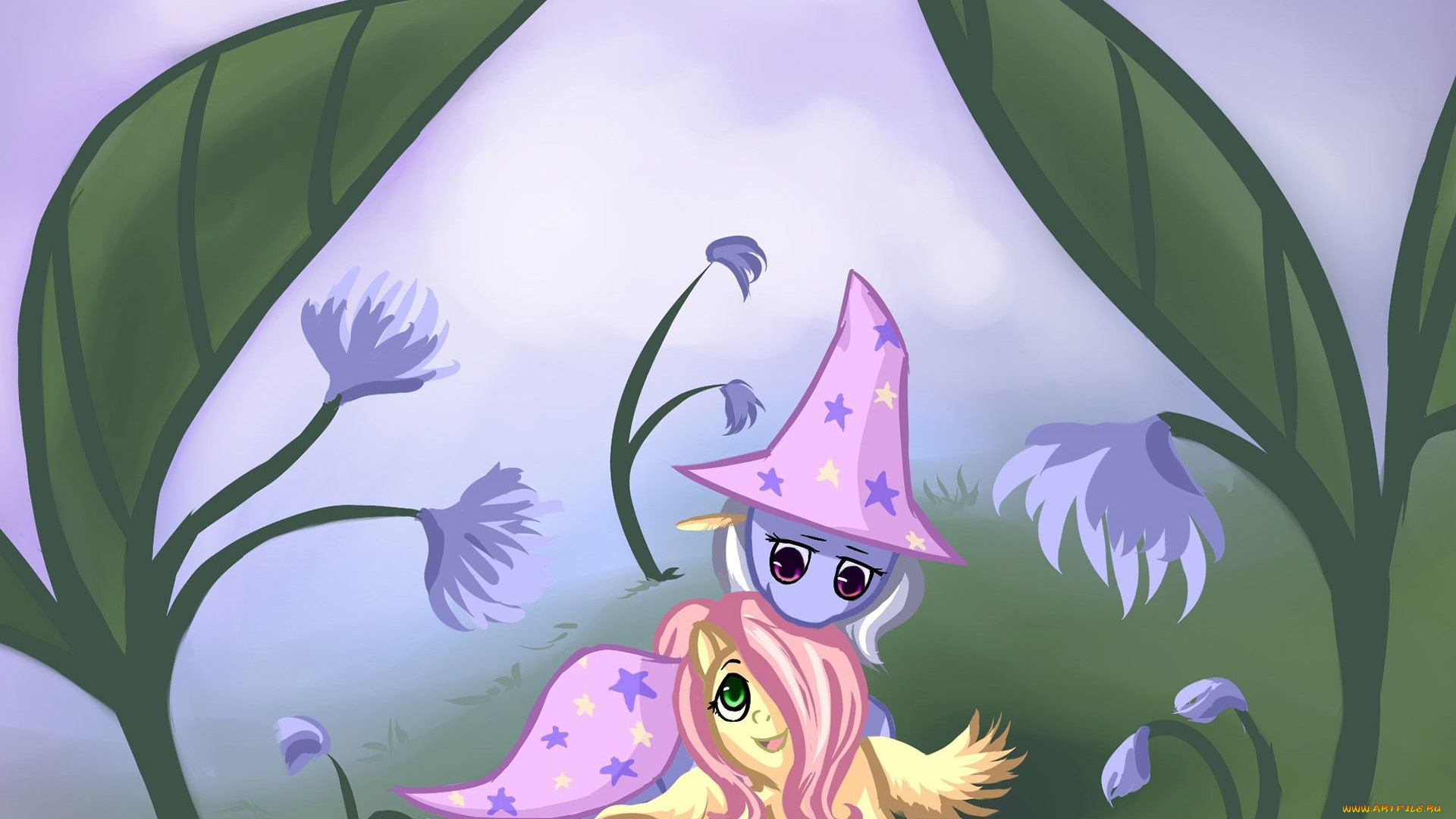 мультфильмы, my, little, pony, цветы, пони, фон