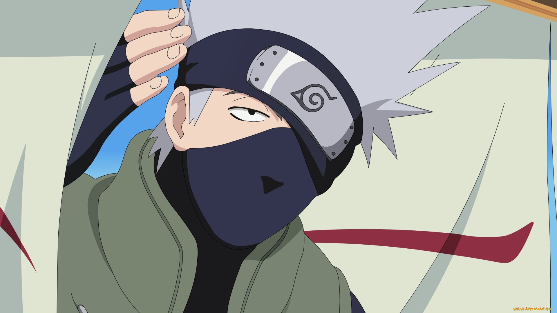 разное, арты, kakashi, взгляд, фон, парень