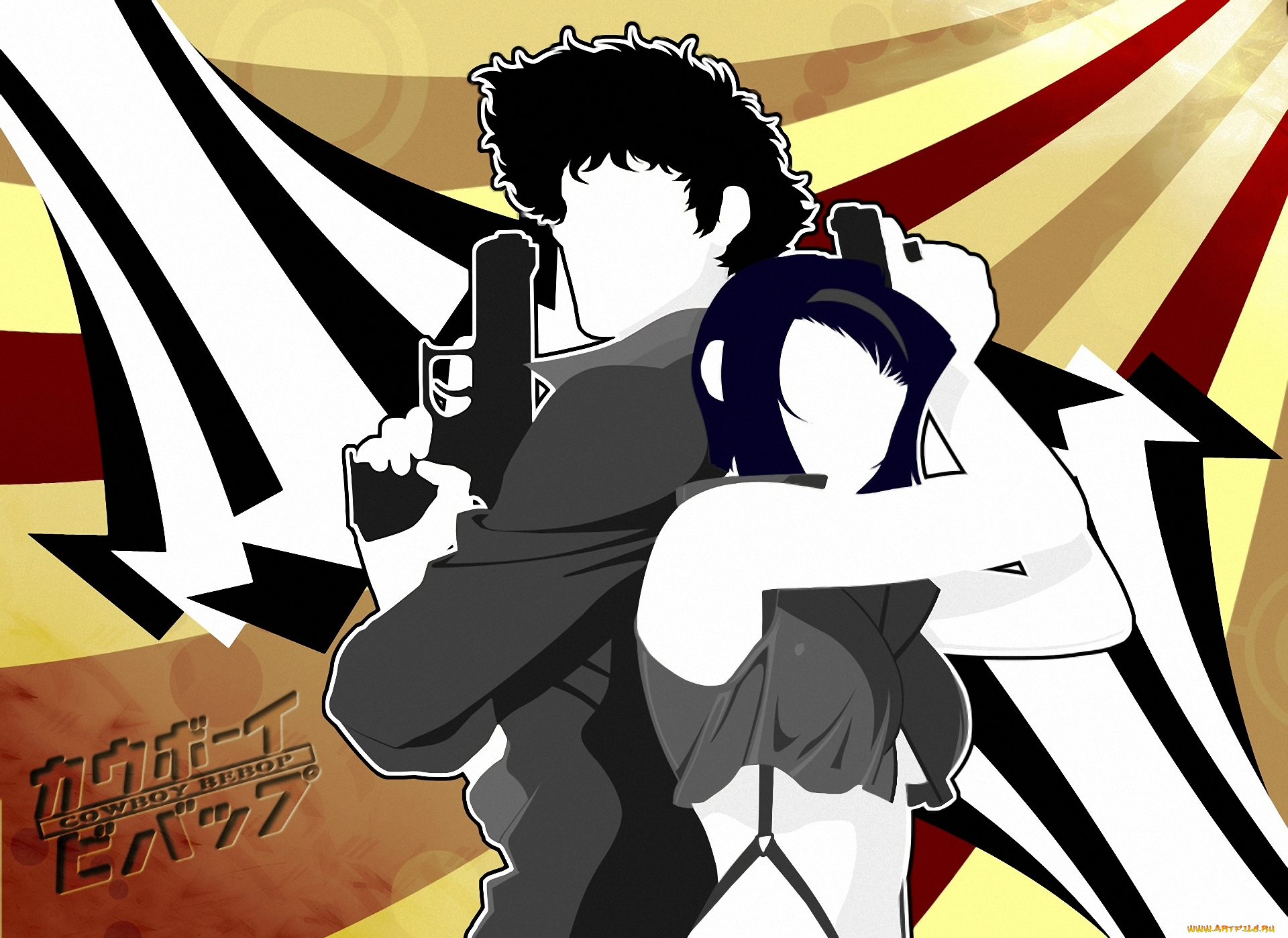 аниме, cowboy, bebop, пистолет, оружие, valentine, faye, spiegel, spike