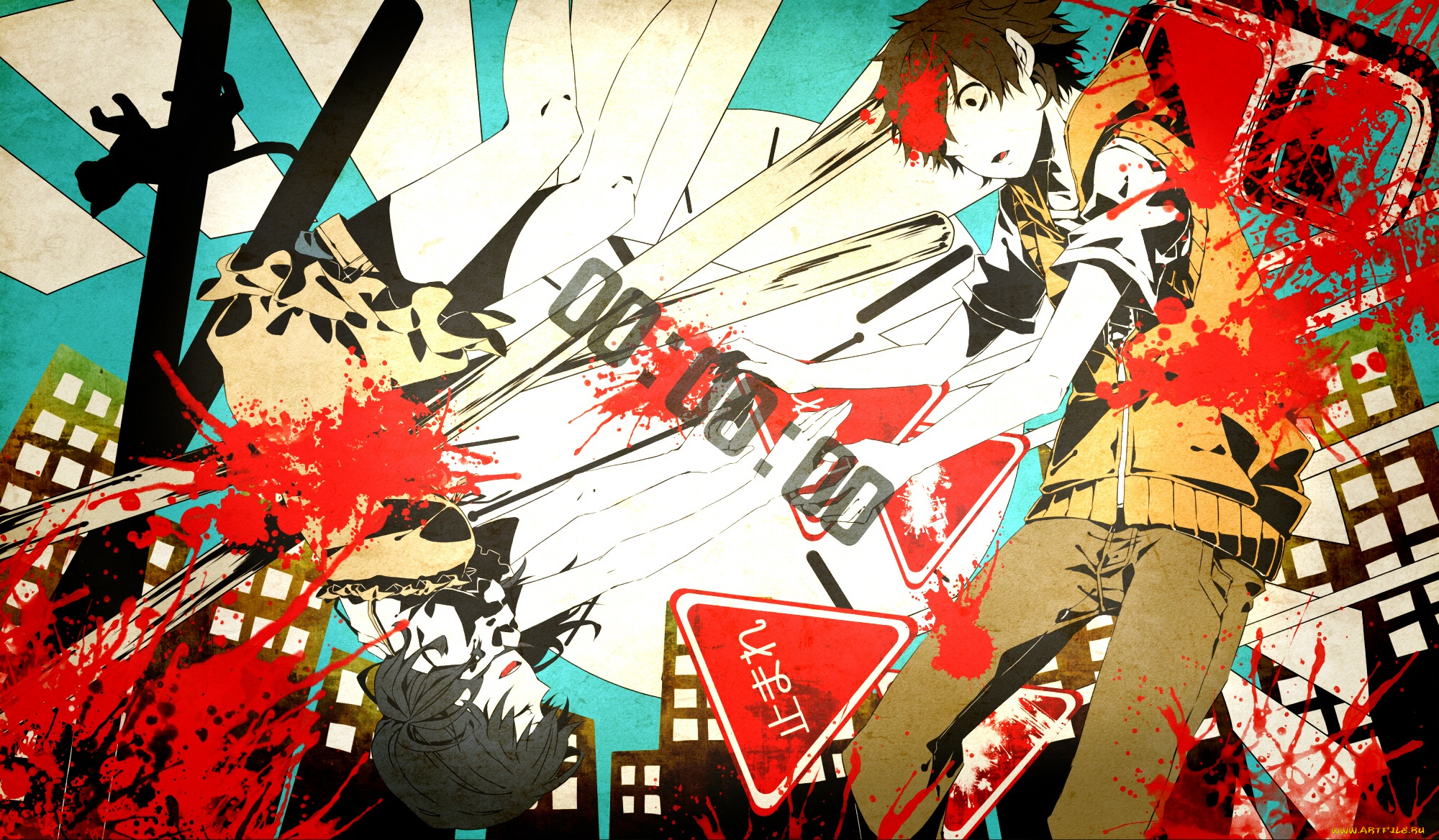 аниме, kagerou, project, satsukizora, парень, абстракция, арт, asahina, hiyori, кляксы, девушка, amamiya, hibiya, vocaloid, kagerou, project