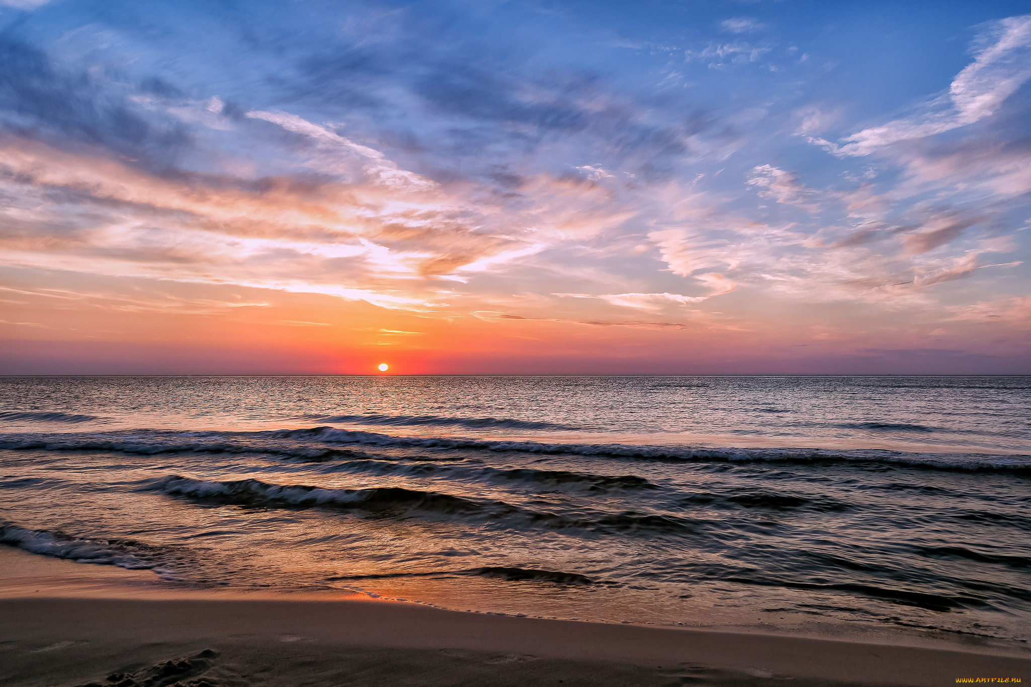 природа, восходы, закаты, океан, рассвет