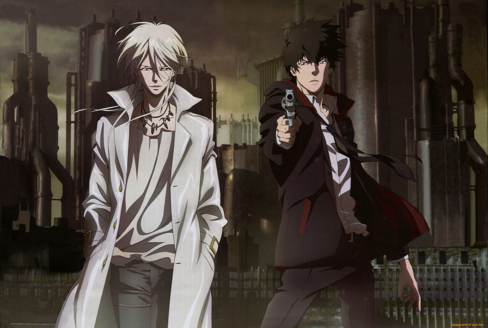 аниме, psycho-pass, makishima, kougami