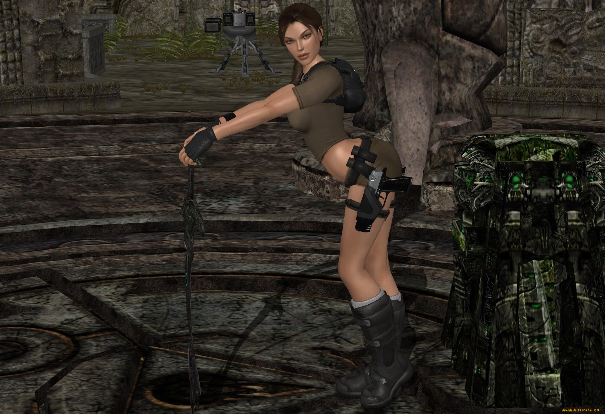 3д, графика, фантазия, , fantasy, взгляд, фон, оружие, девушка