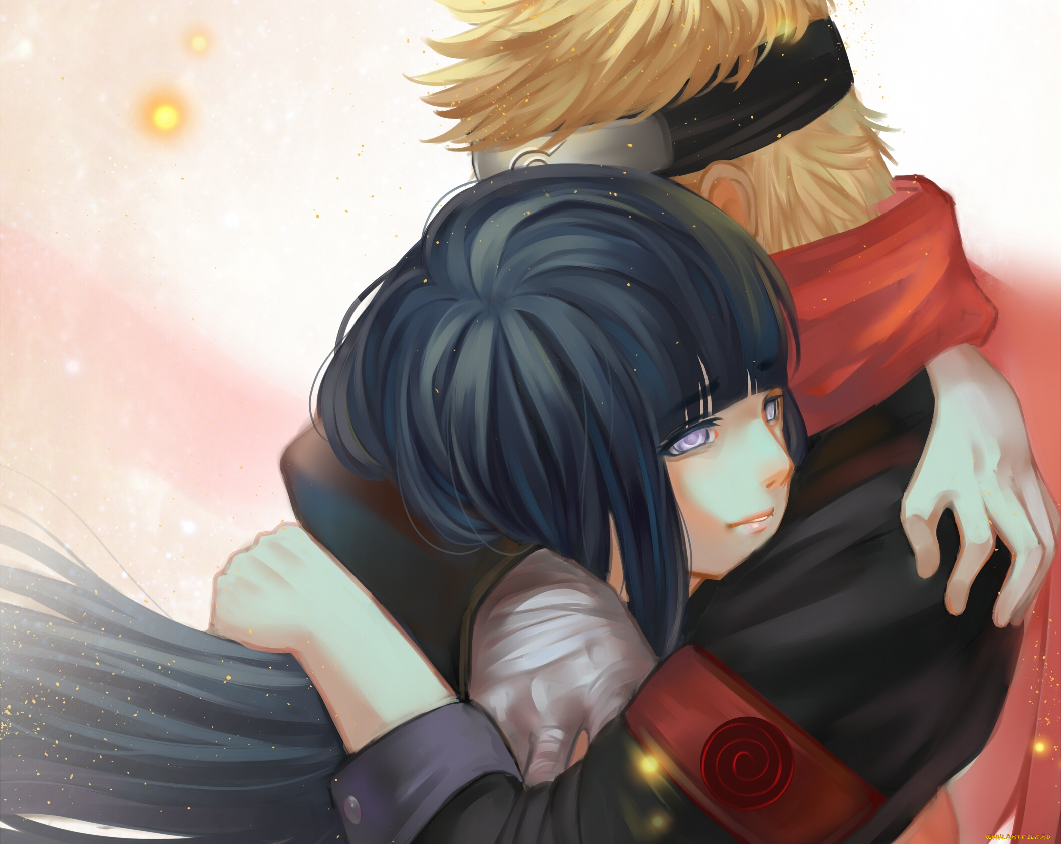 аниме, naruto, uzumaki, двое, aurora, rokudo, арт, объятия, парень, девушка, hyuuga, hinata