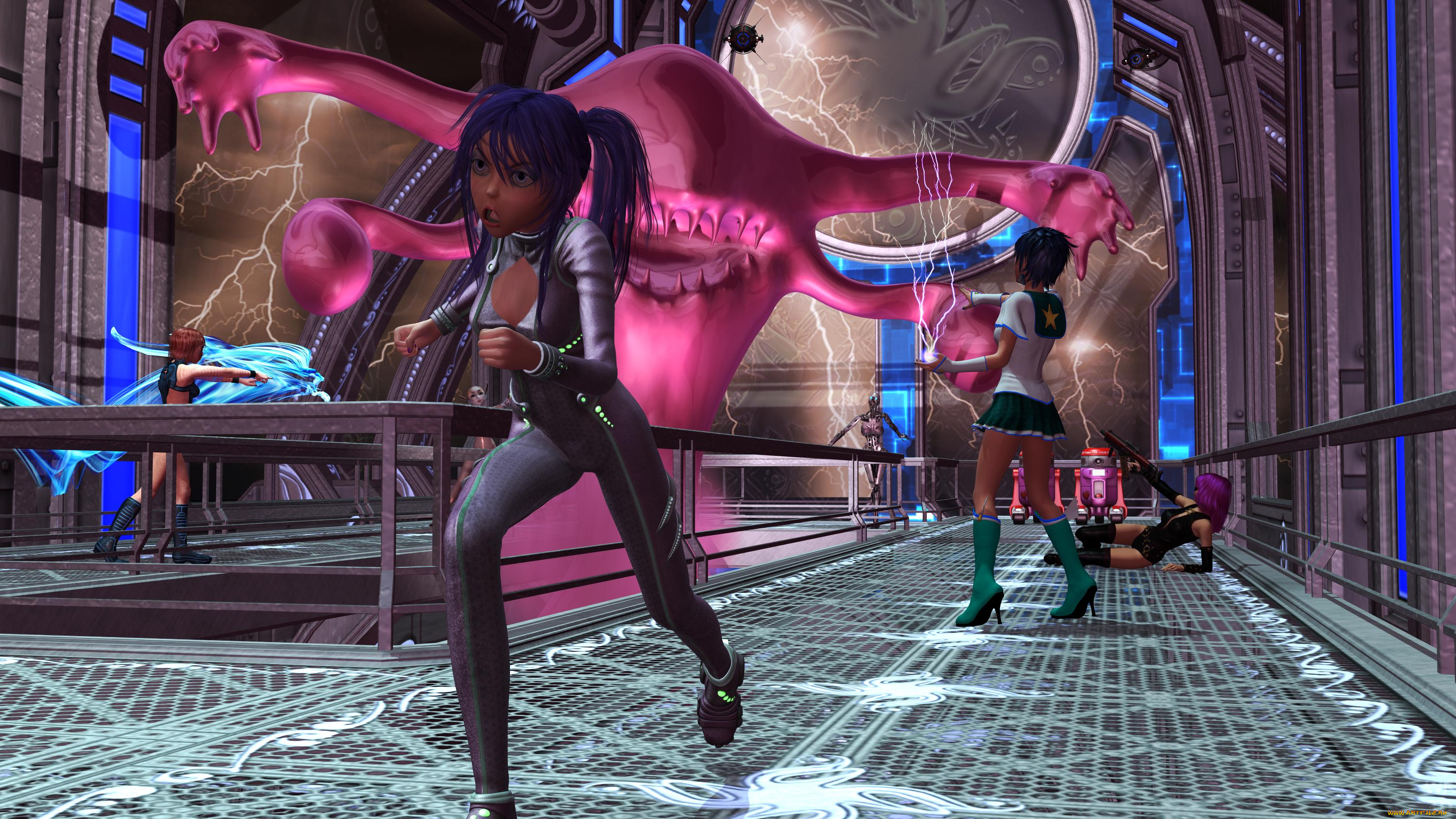 3д, графика, фантазия, , fantasy, магия, монстры, девушки