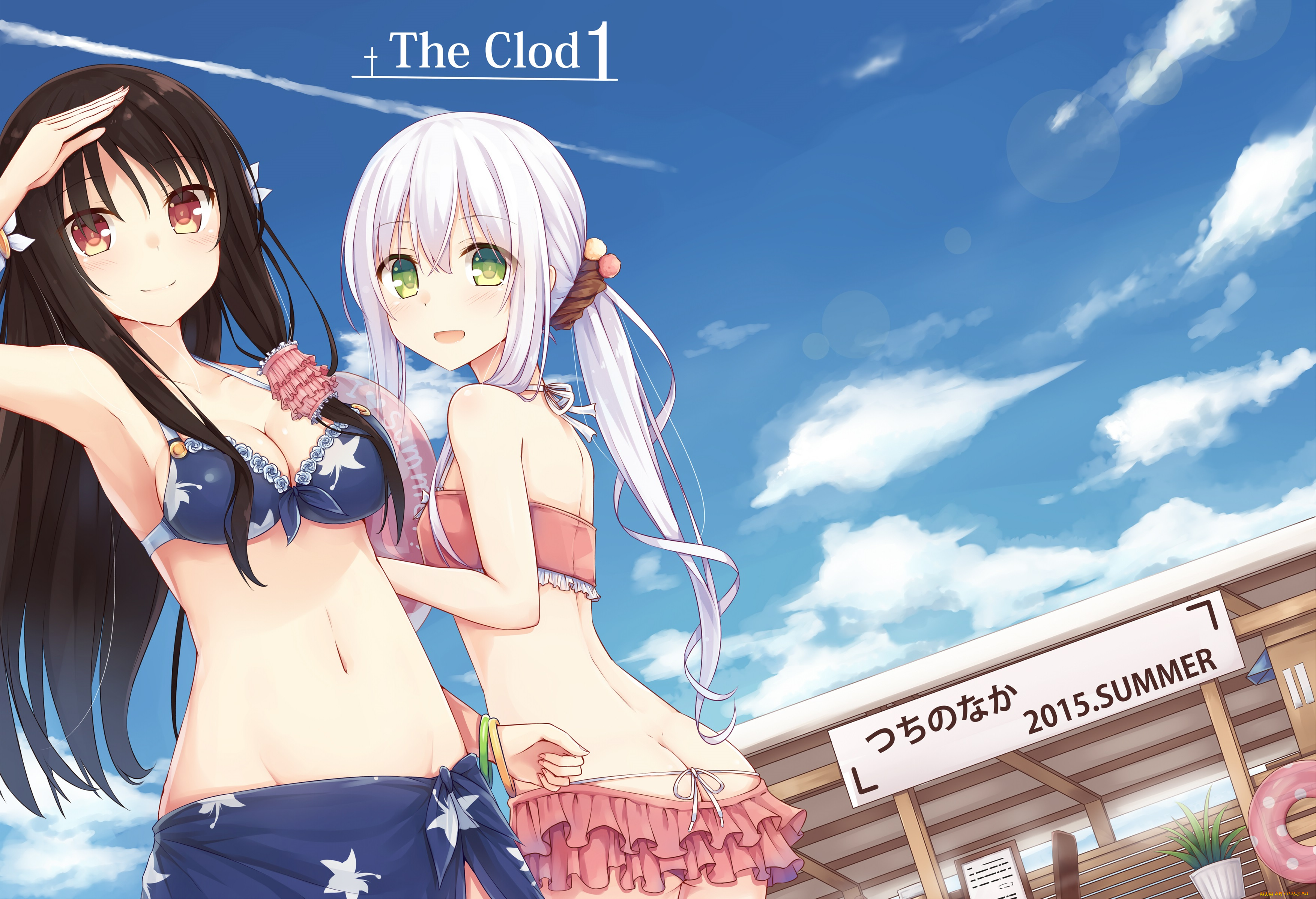 аниме, город, , улицы, , здания, облака, небо, лето, tsuchikure, 3105mitoko, девушки, арт