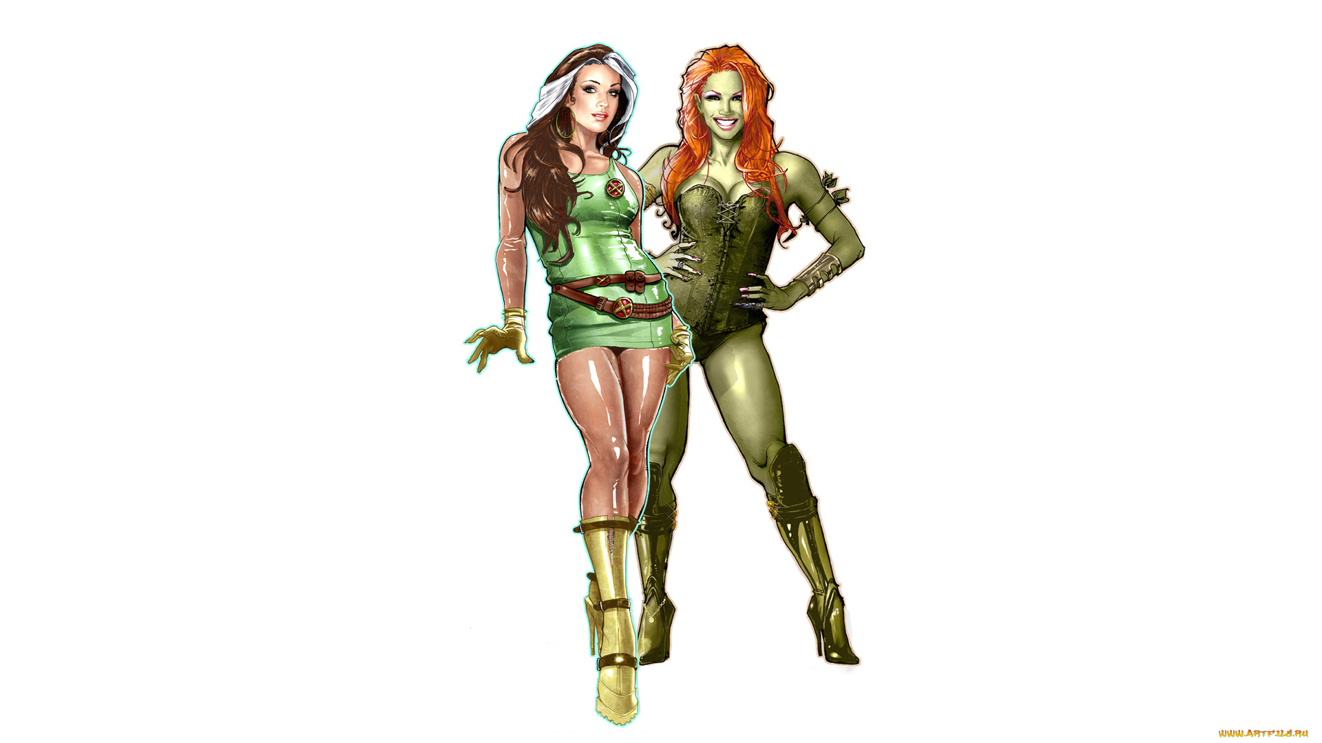 рисованное, люди, взгляд, фон, девушки, улыбка