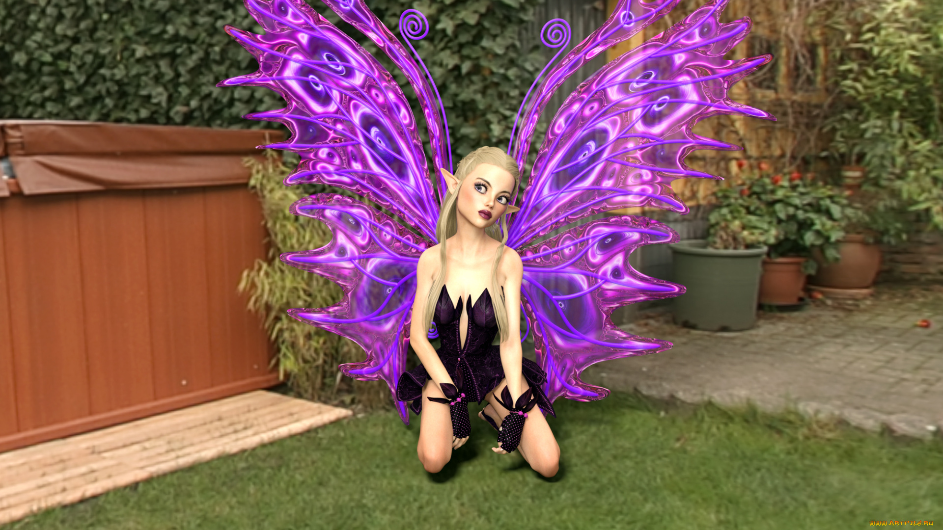 3д, графика, эльфы, , elves, взгляд, фон, фея