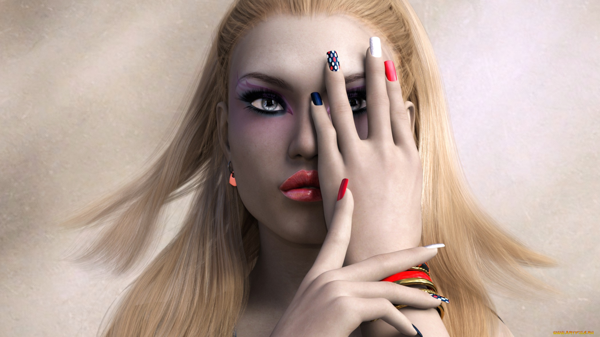 3д, графика, портрет, , portraits, фон, взгляд, девушка