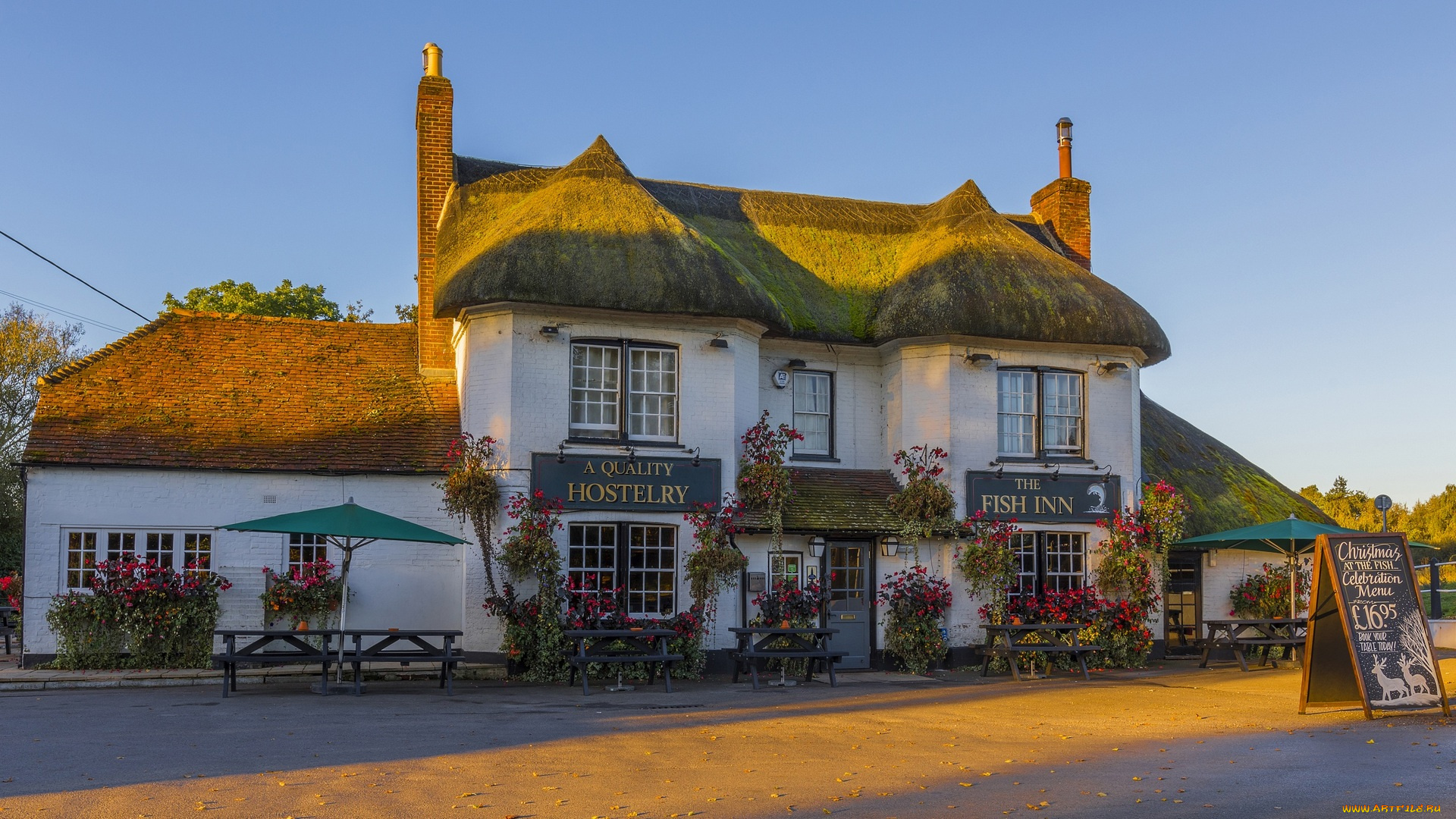 англия, города, -, здания, , дома, скамейки, цветы, зонт