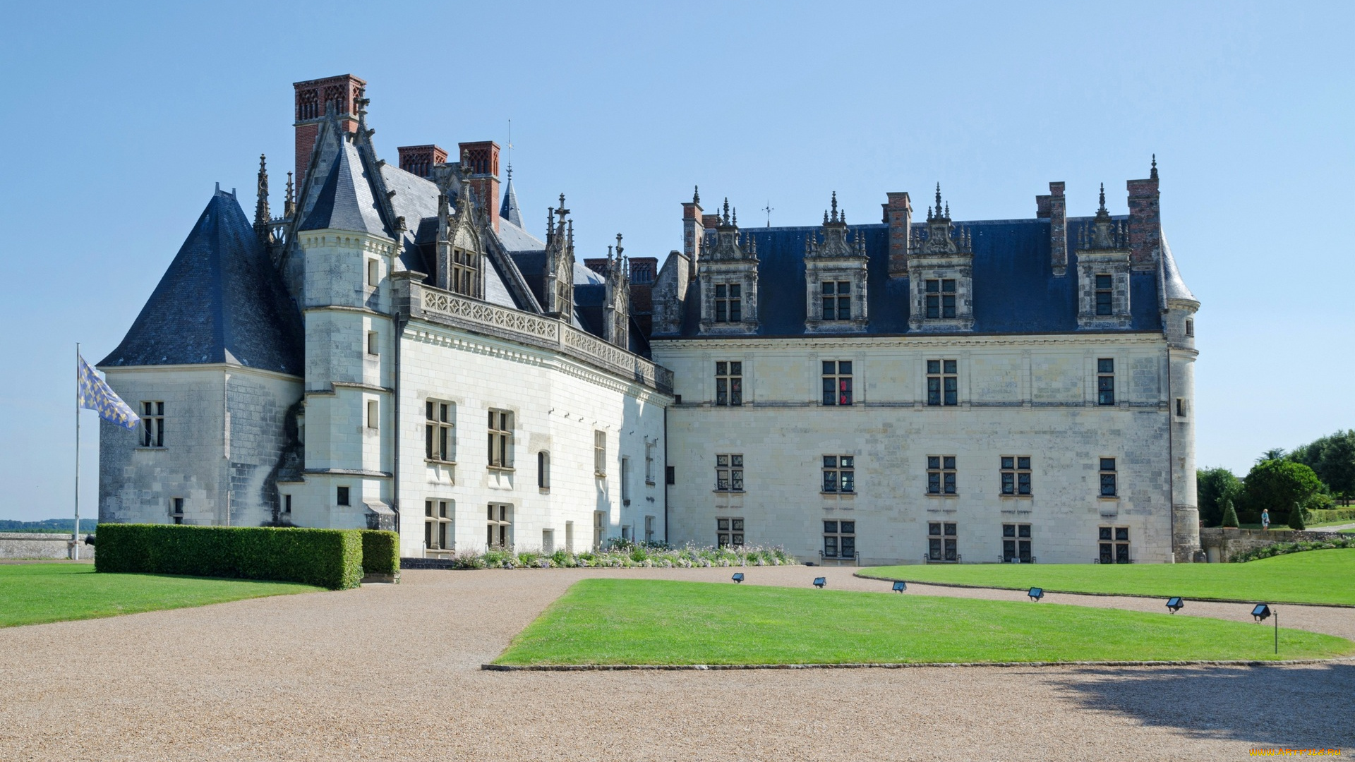 франция, города, -, дворцы, , замки, , крепости, дорожки, газон, трава