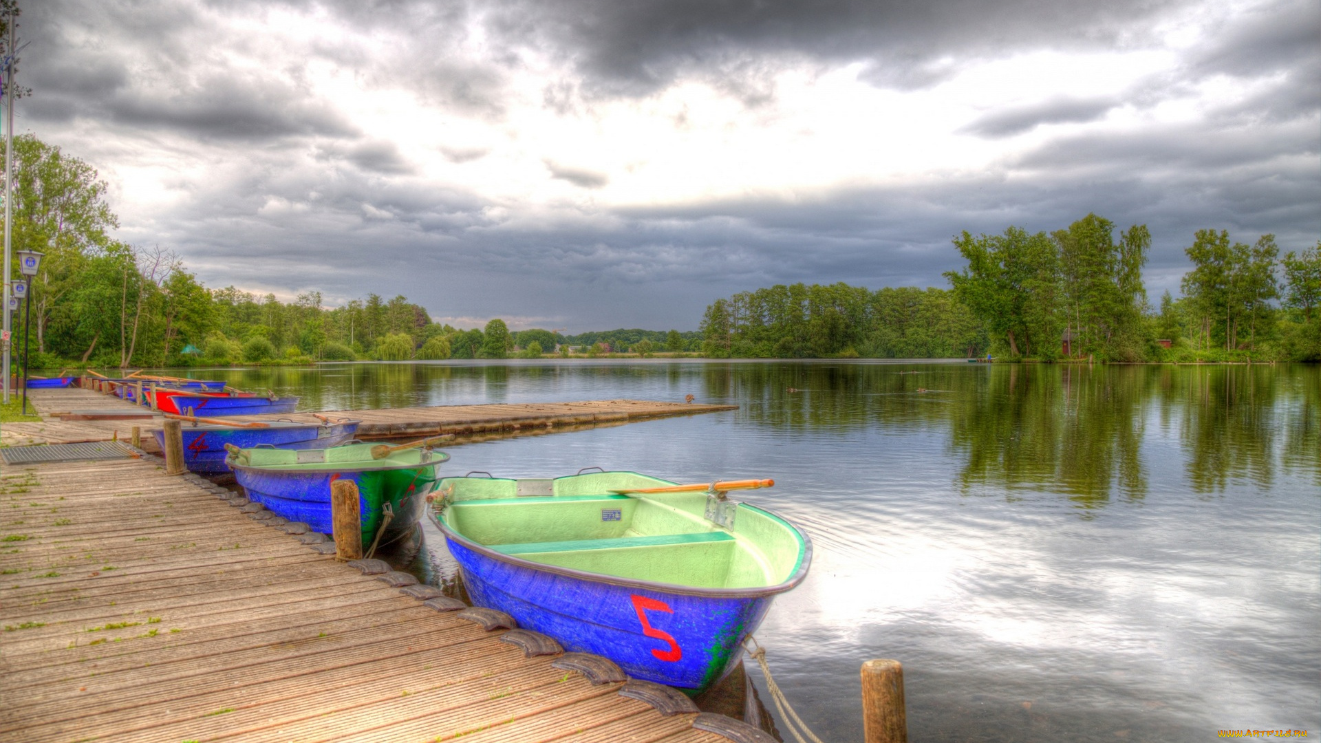 германия, корабли, лодки, , шлюпки, причал, водоем, деревья, облака
