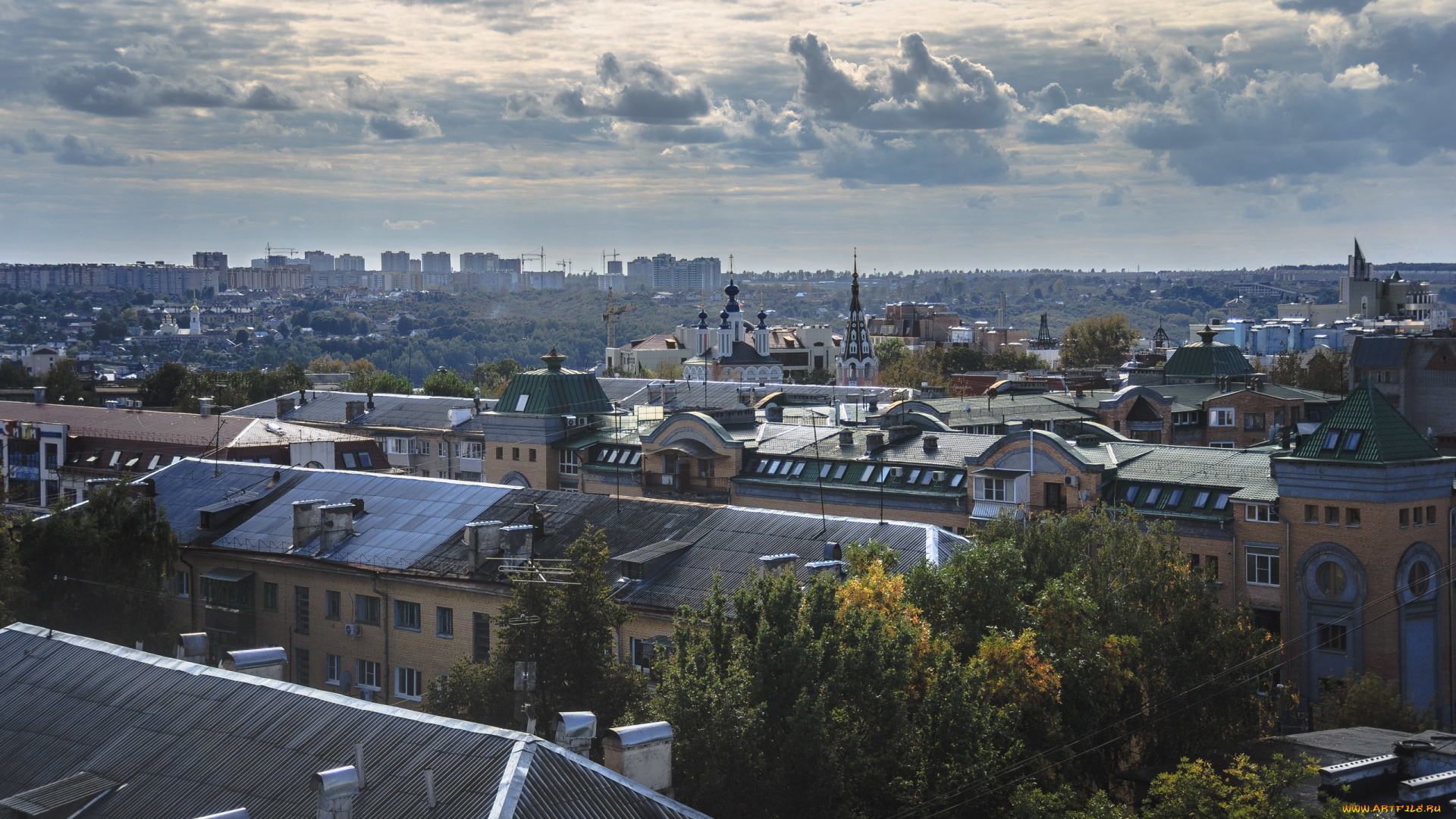 города, -, панорамы, город, крыши, облака, russia, kaluga, россия, калуга