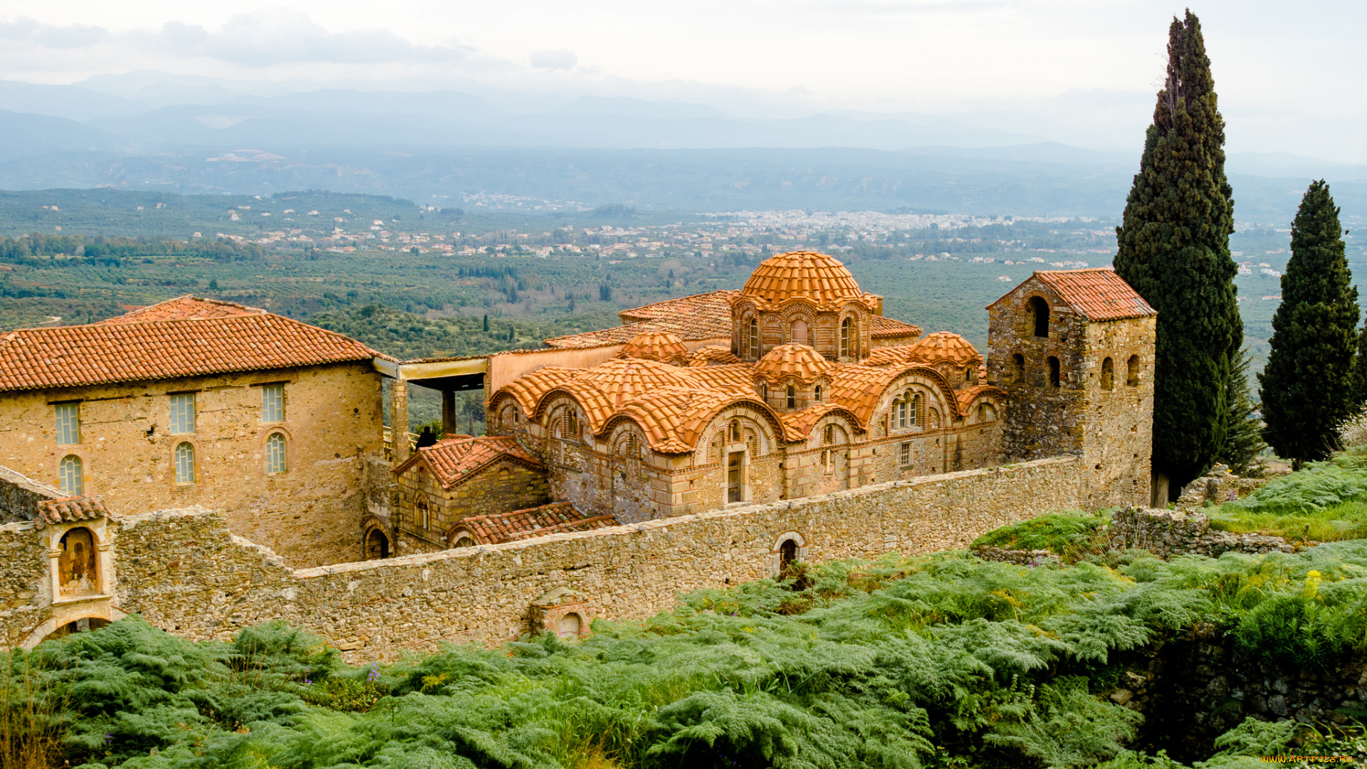 греция, города, -, исторические, , архитектурные, памятники, деревья