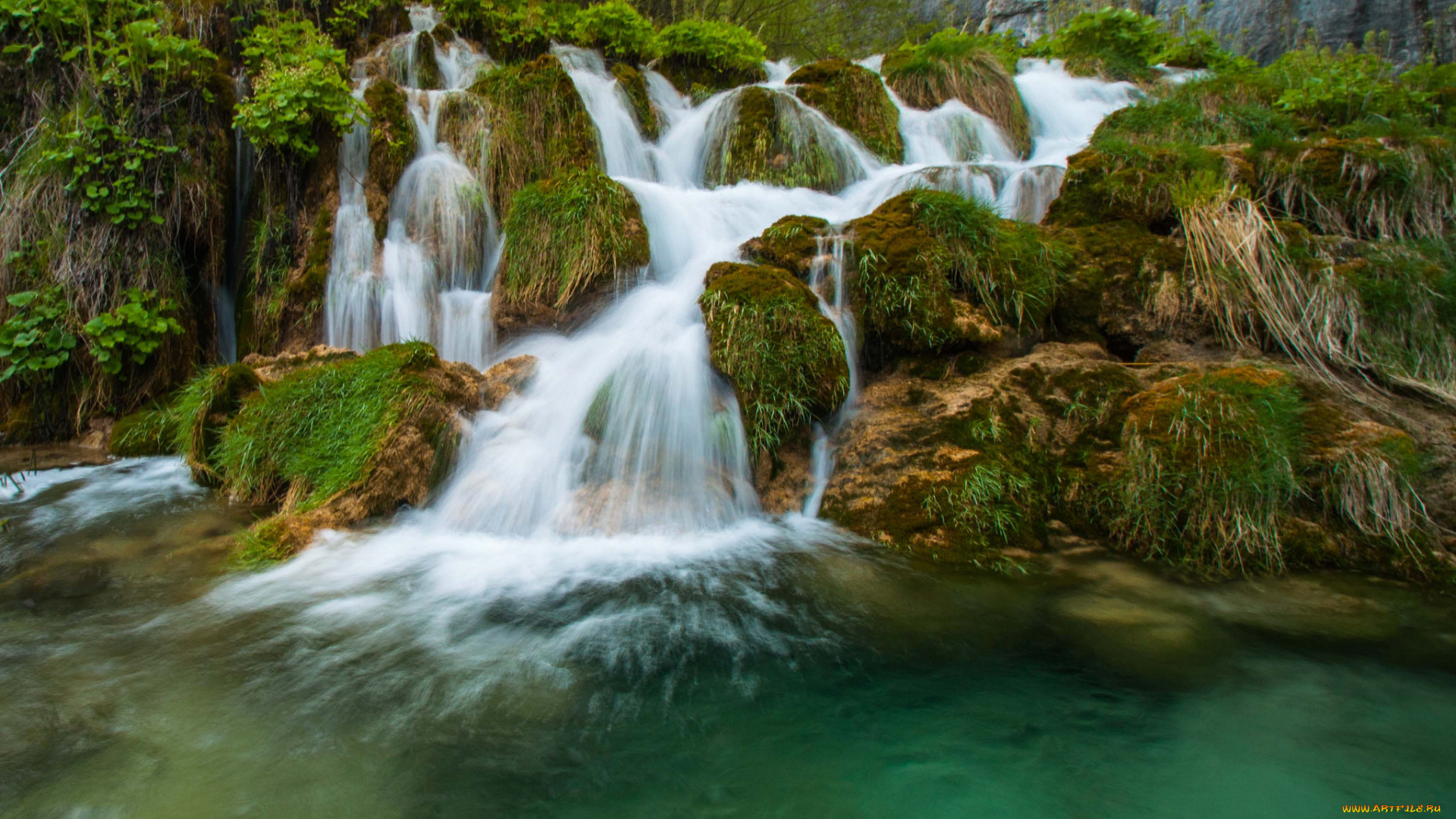 природа, водопады, водопад, река, лес