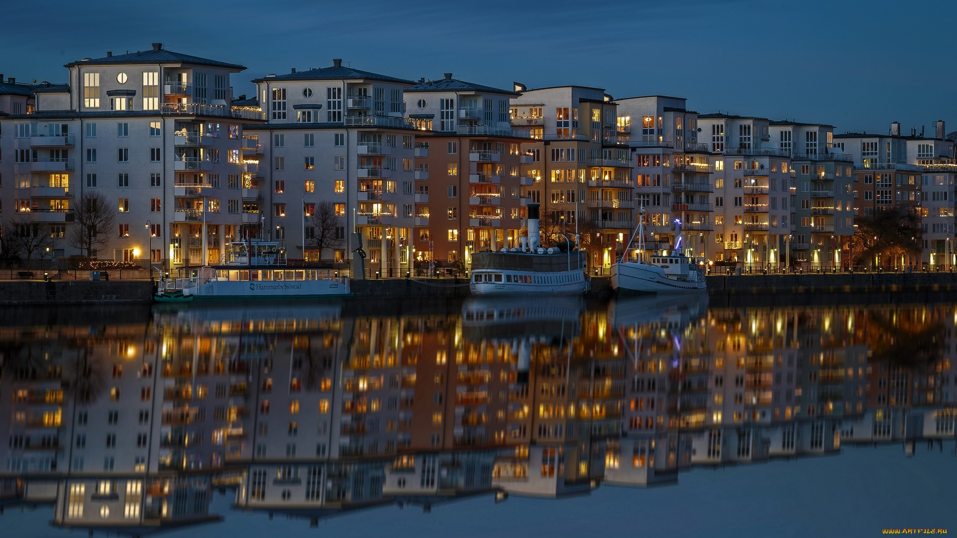 стокгольм, города, стокгольм, , швеция, катер, дома, водоем