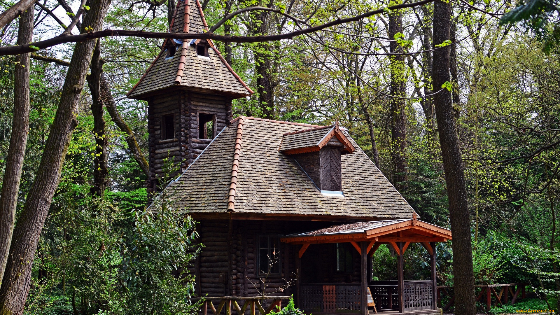 венгрия, города, -, здания, , дома, деревья