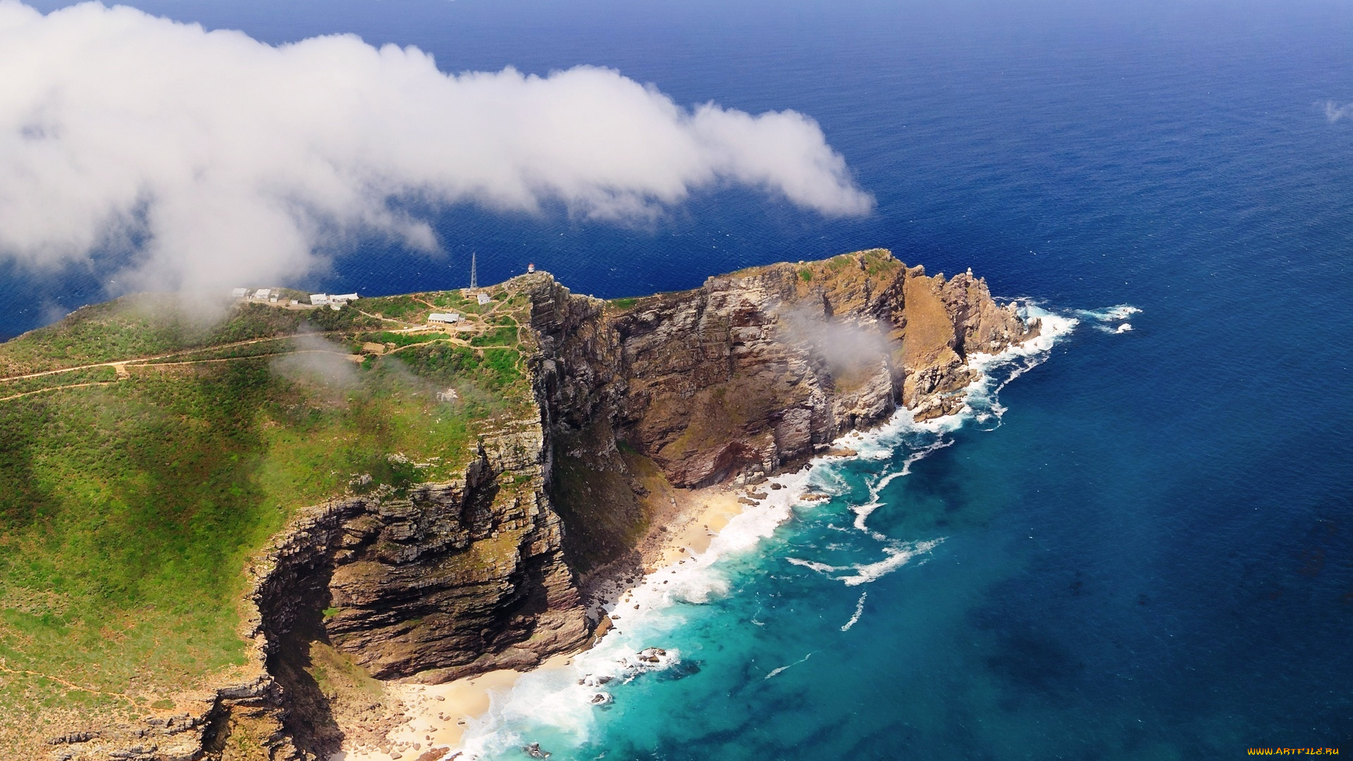 юар, , мыс, доброй, надежды, природа, побережье, море, скалы, облака, панорама