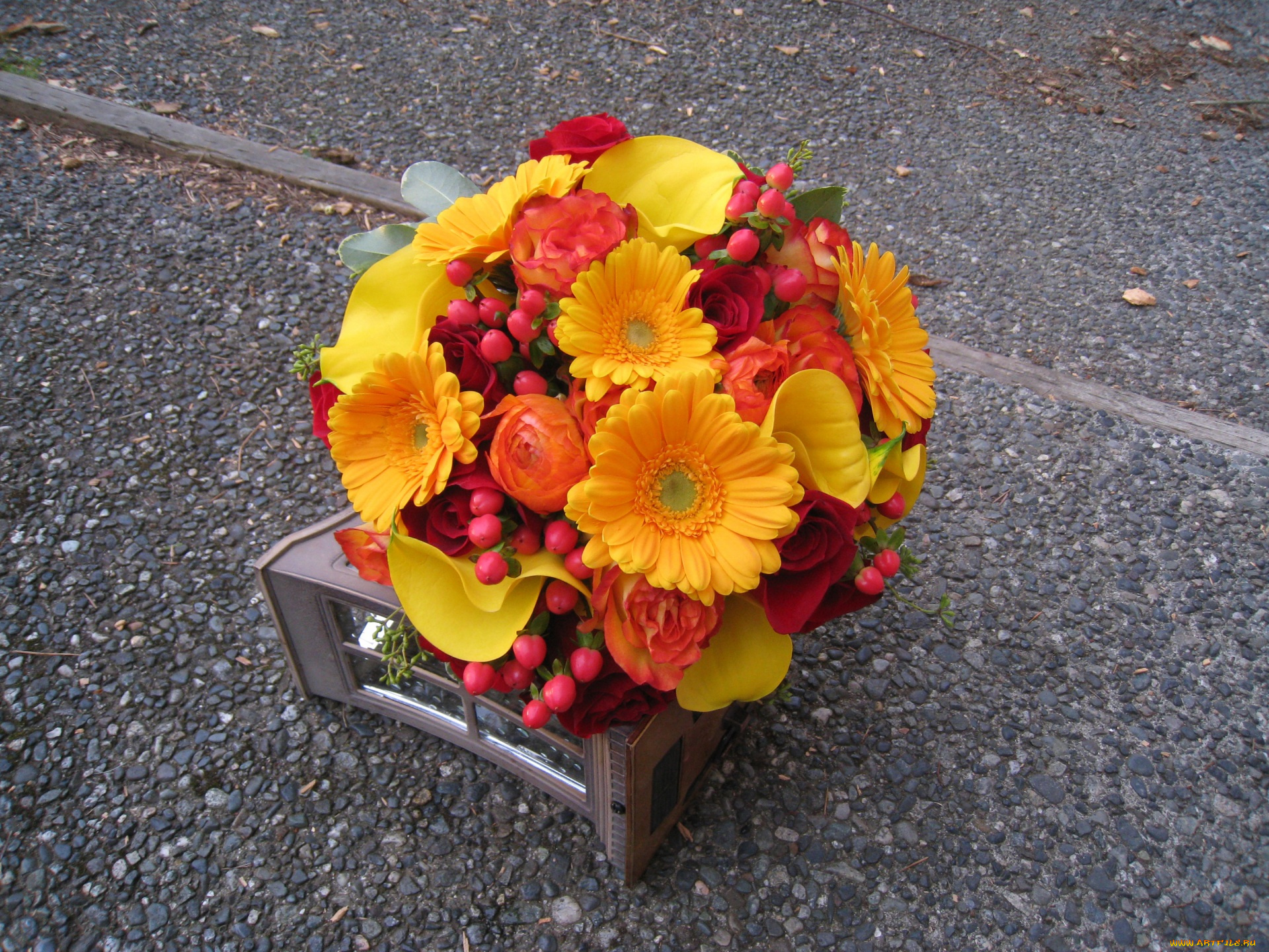 цветы, букеты, , композиции, асфальт