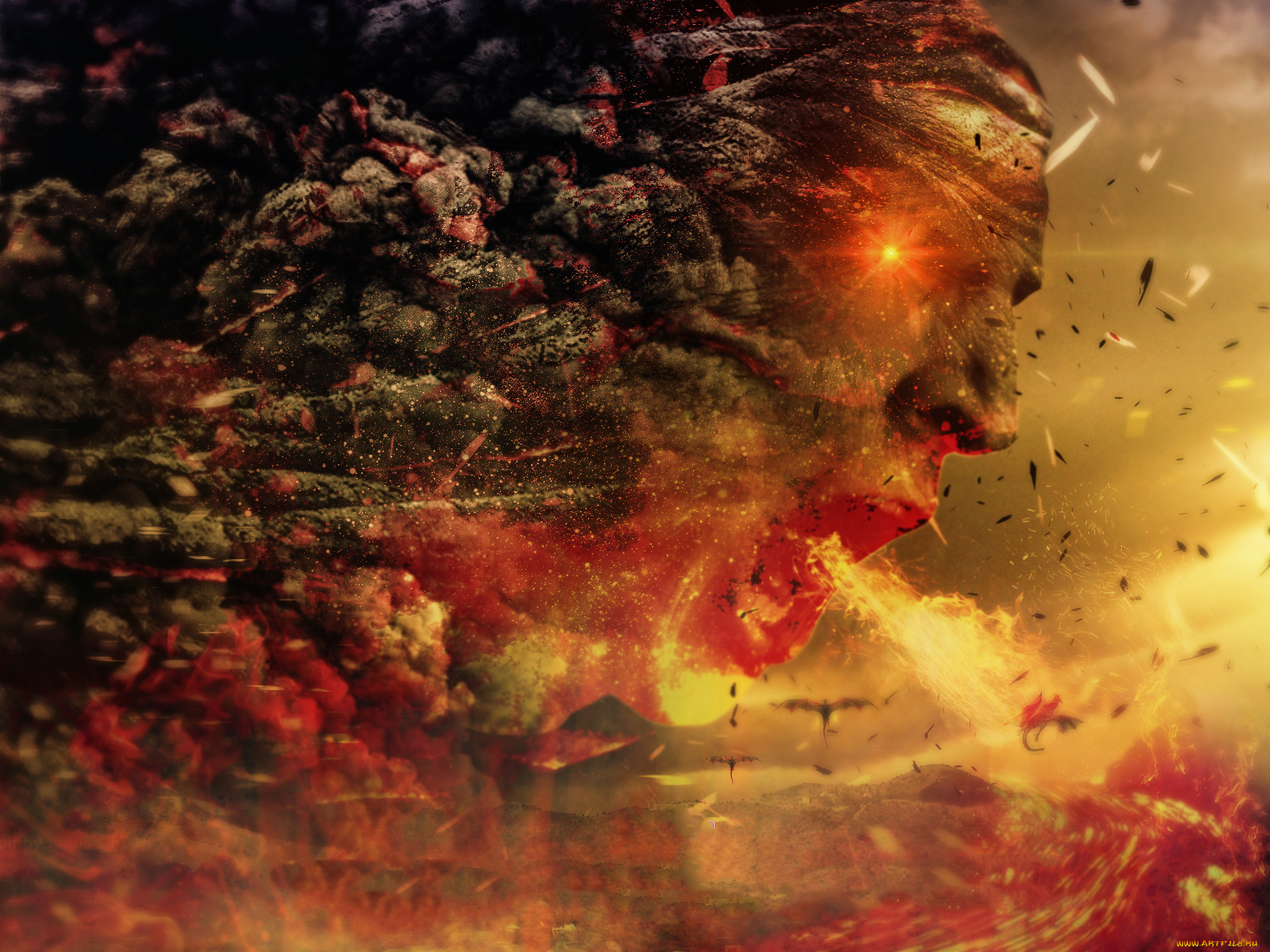 разное, компьютерный, дизайн, голова, ветер, тучи, фон