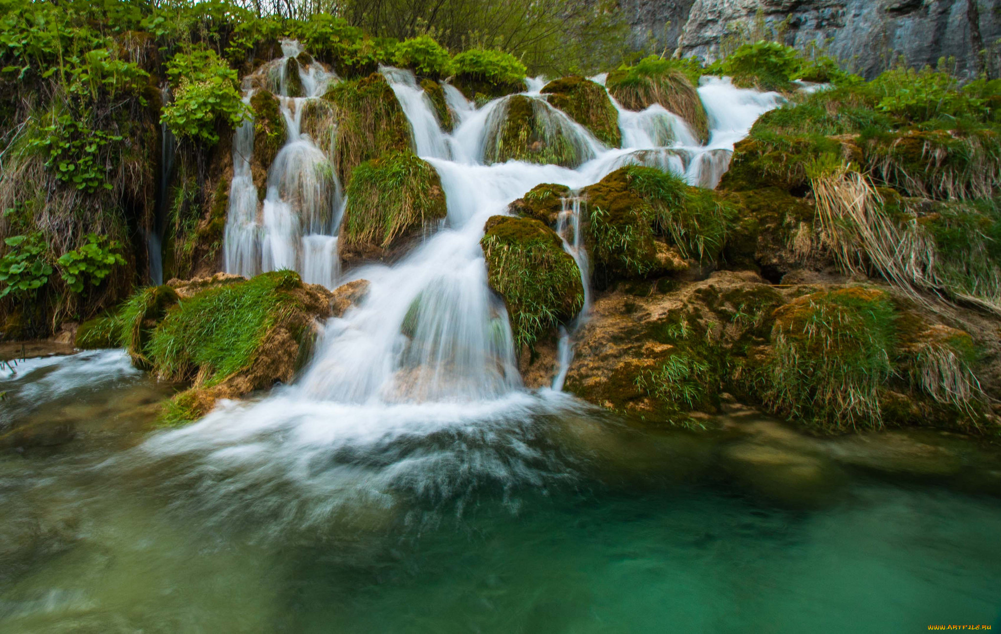природа, водопады, водопад, река, лес