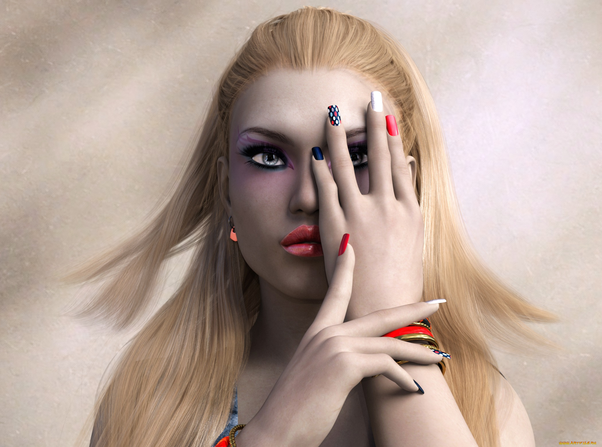 3д, графика, портрет, , portraits, фон, взгляд, девушка