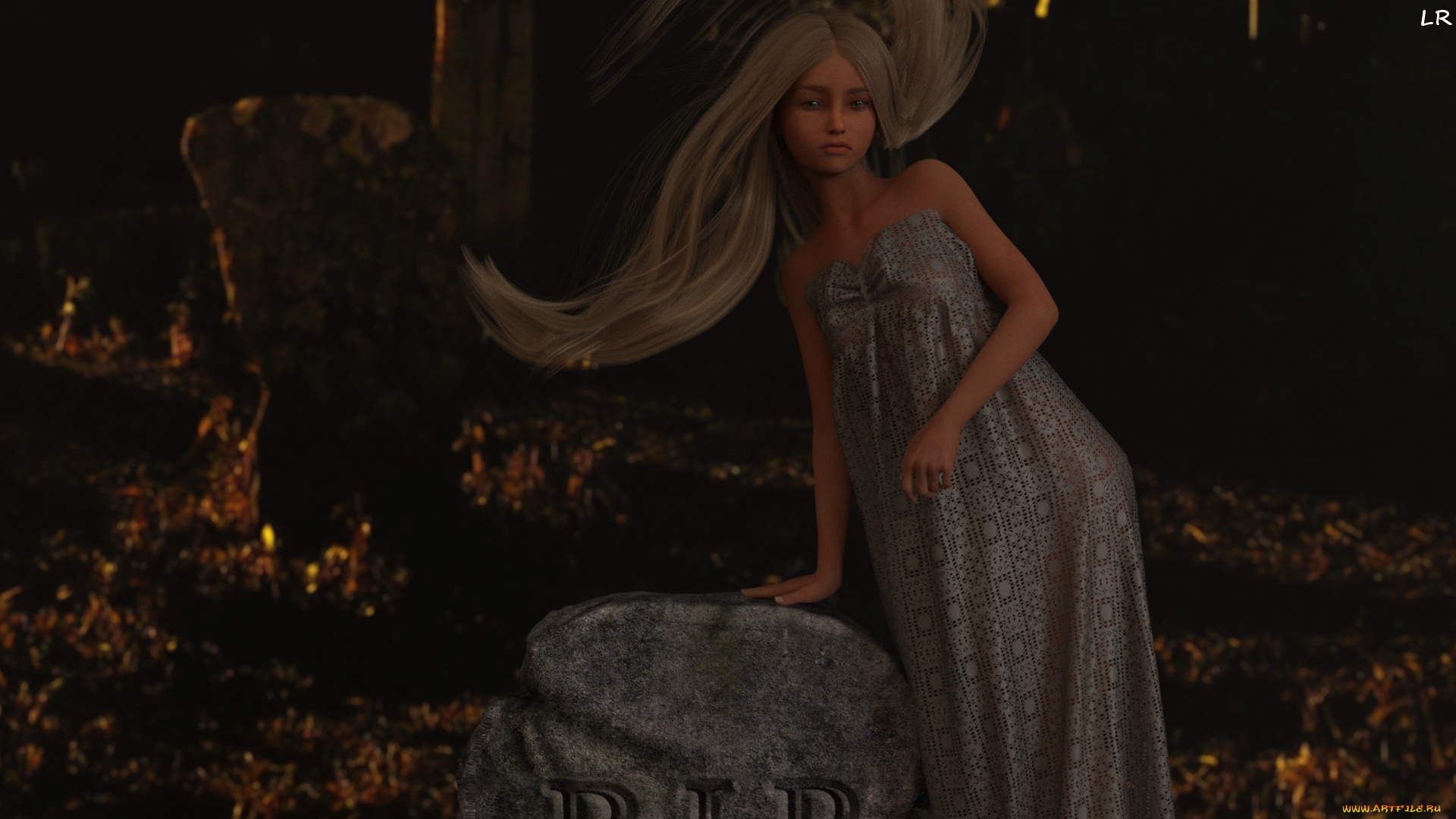 3д, графика, фантазия, , fantasy, фон, взгляд, девушка