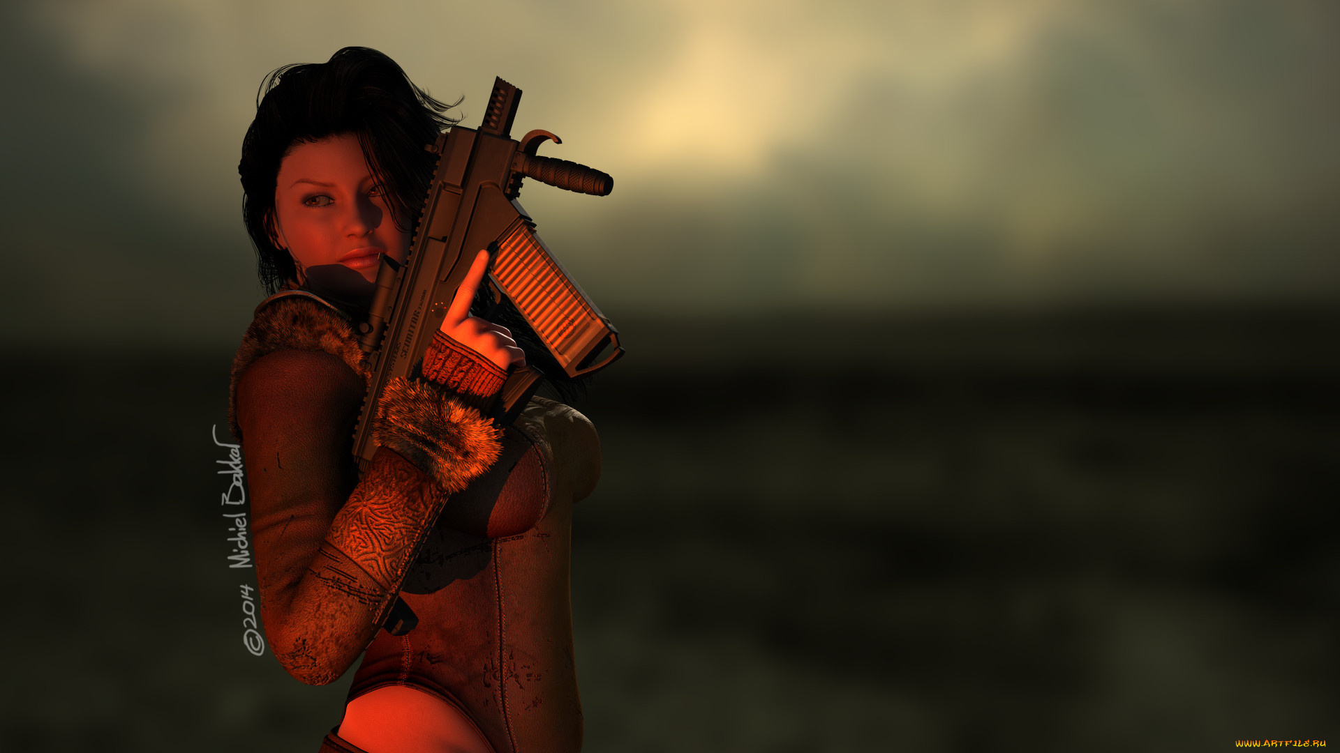 3д, графика, фантазия, , fantasy, фон, взгляд, девушка