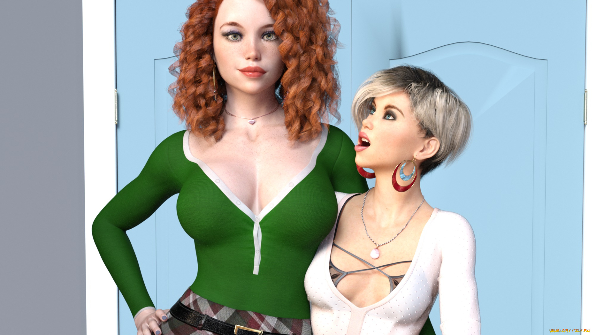 3д, графика, люди, , people, девушки, фон, взгляд